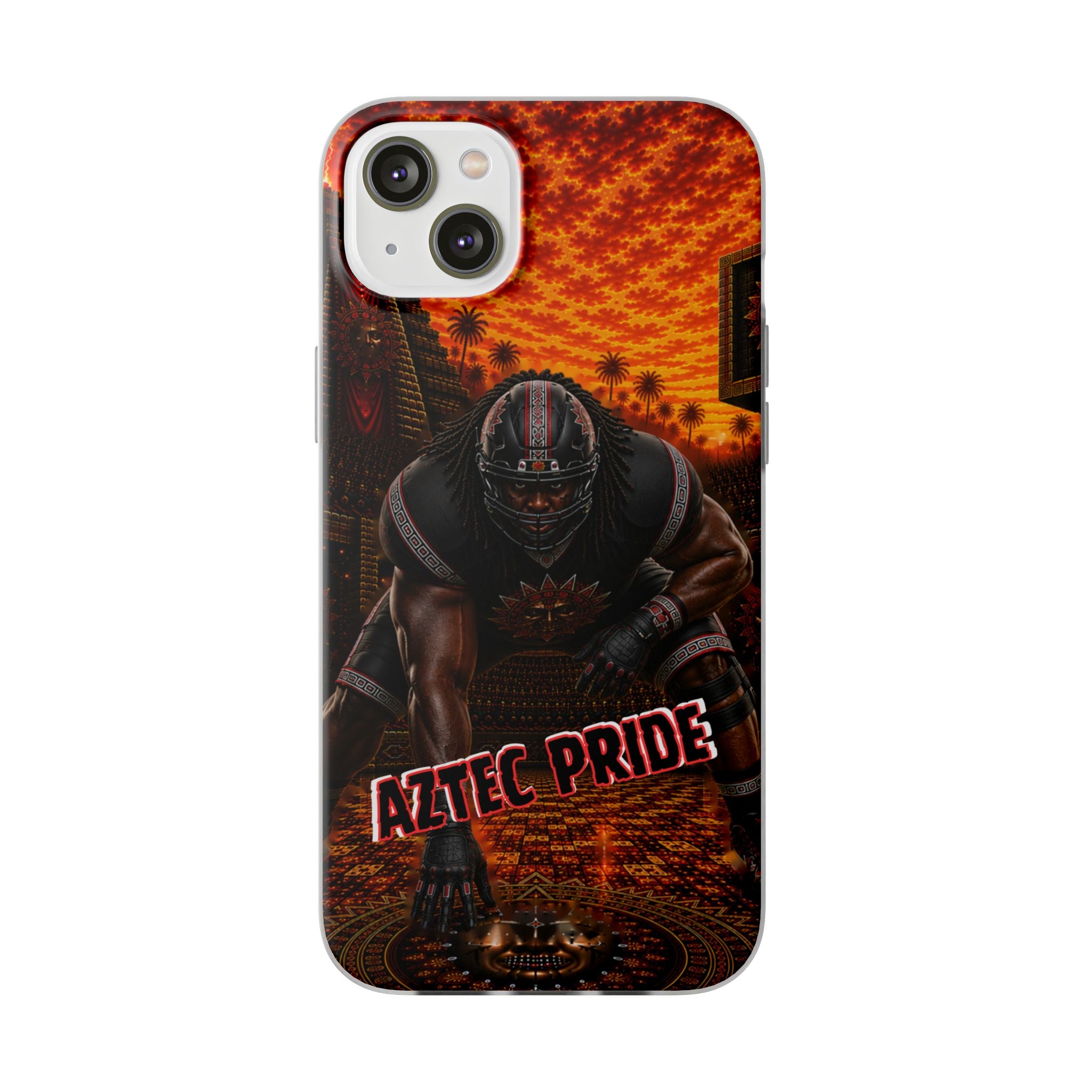 Aztec Football Warrior – Flexi Phone Case (iPhone & Samsung • Clear TPU • Made & Shipped in the USA • 🚚 FREE USA Shipping • Personalized Option)