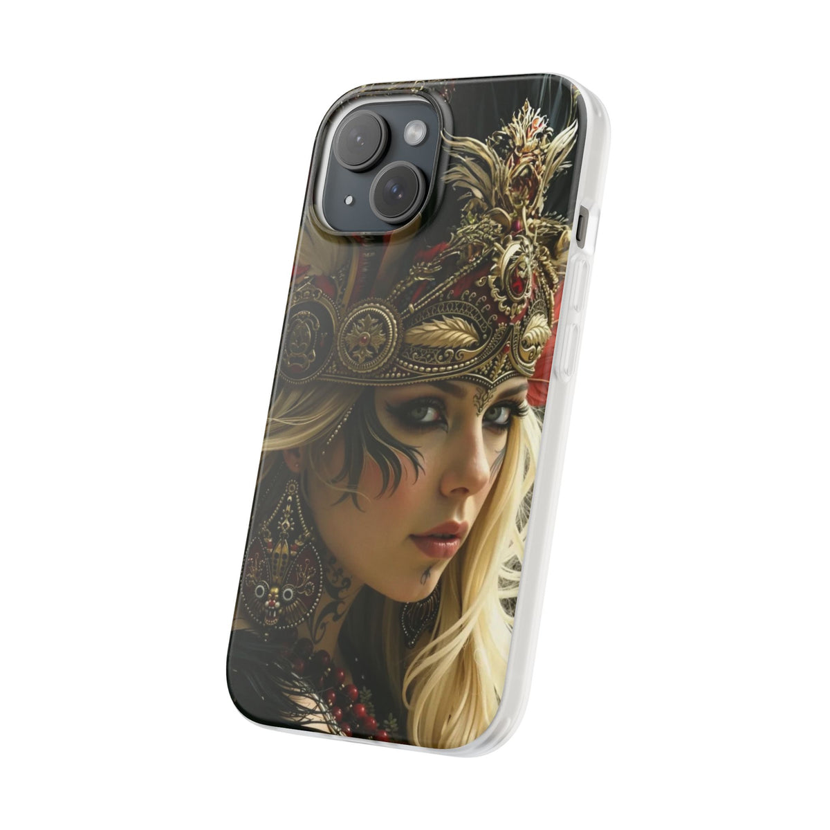 Aztec Fireheart Queen – Flexi Phone Case (iPhone & Samsung • Clear TPU • Made in USA • Personalized Option)