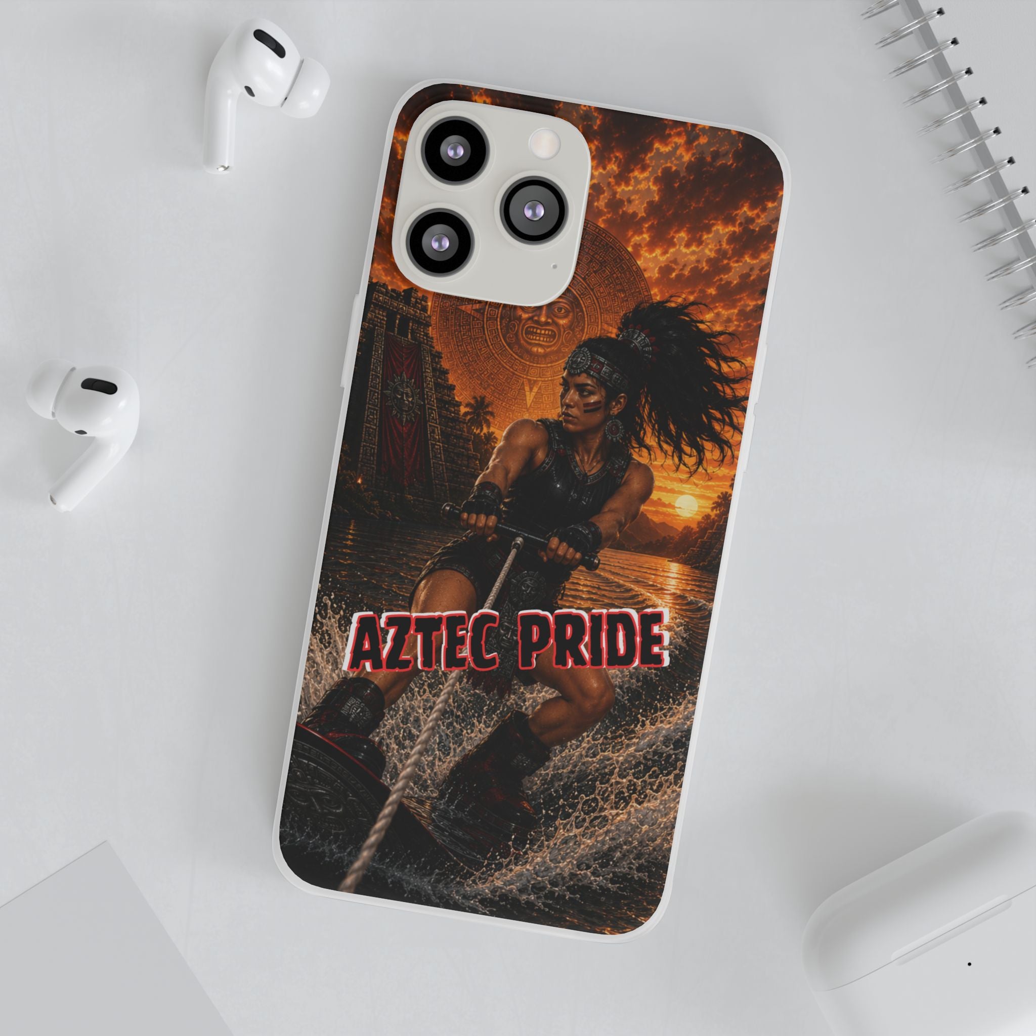 Aztec Wakeboard Female Warrior – Flexi Phone Case (iPhone & Samsung • Clear TPU • Made & Shipped in the USA • 🚚 FREE USA Shipping • Personalized Option)