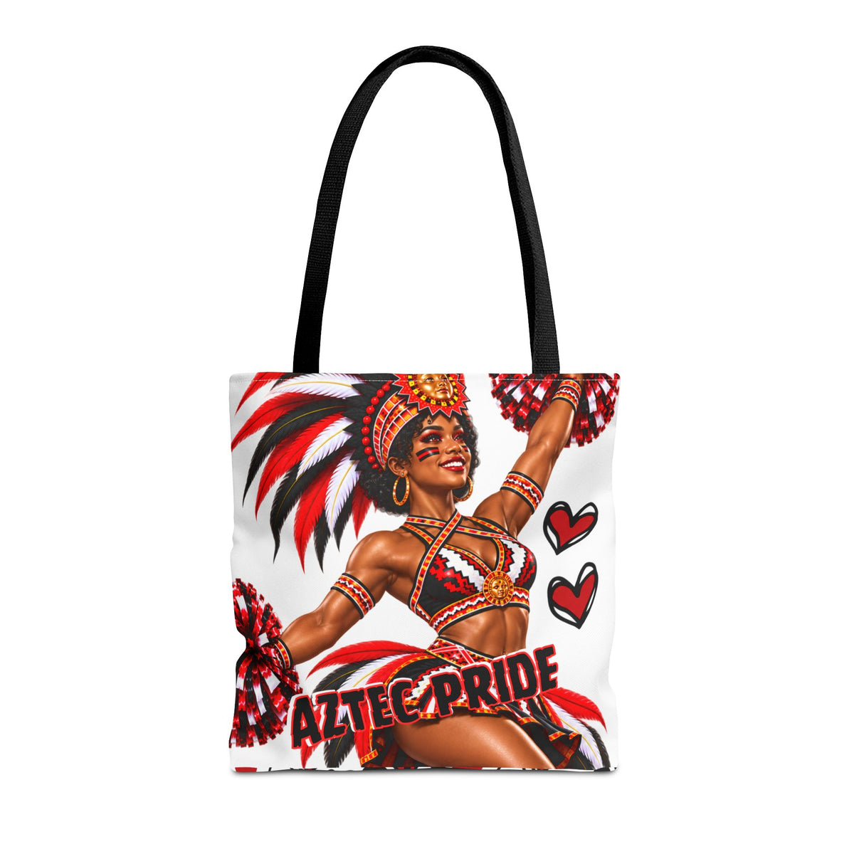 Aztec Cheerleader Warrior Tote Bag | Aztec-Inspired AI Art • Made & Shipped in the USA • 🚚 FREE USA Shipping • FREE Personalization