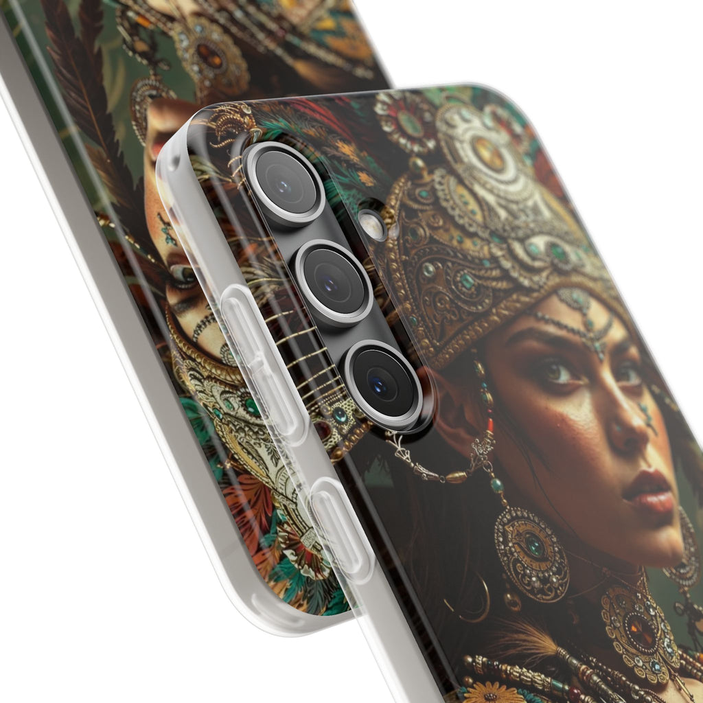 Aztec Warrior Goddess – Flexi Phone Case (iPhone & Samsung • Clear TPU • Made in USA • Personalized Option)