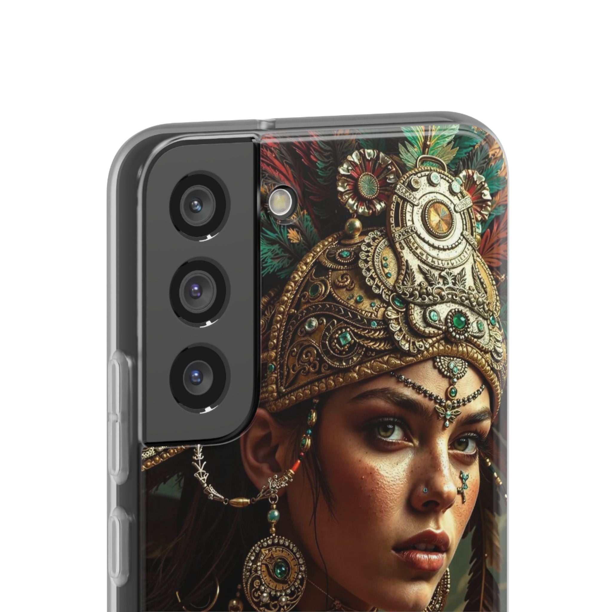 Aztec Warrior Goddess – Flexi Phone Case (iPhone & Samsung • Clear TPU • Made in USA • Personalized Option)
