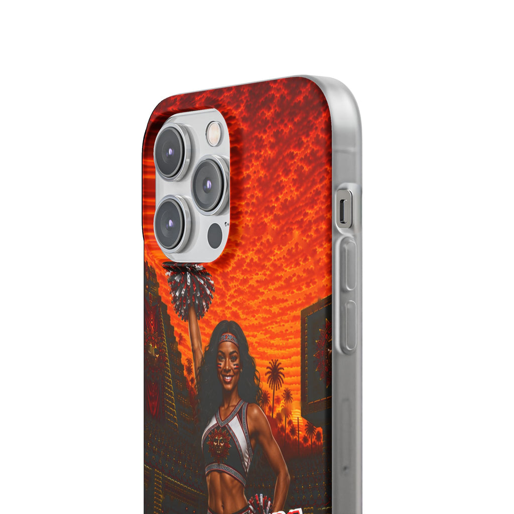 Aztec Cheerleader Warrior – Flexi Phone Case (iPhone & Samsung • Clear TPU • Made & Shipped in the USA • 🚚 FREE USA Shipping • Personalized Option)