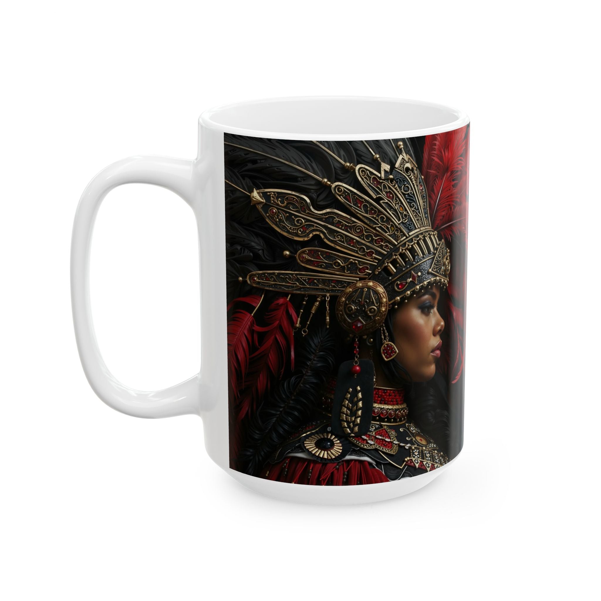 Aztec Lioness Queen – Ceramic Mug (11oz, 15oz • Dishwasher & Microwave Safe • Made in USA • Personalized Option)