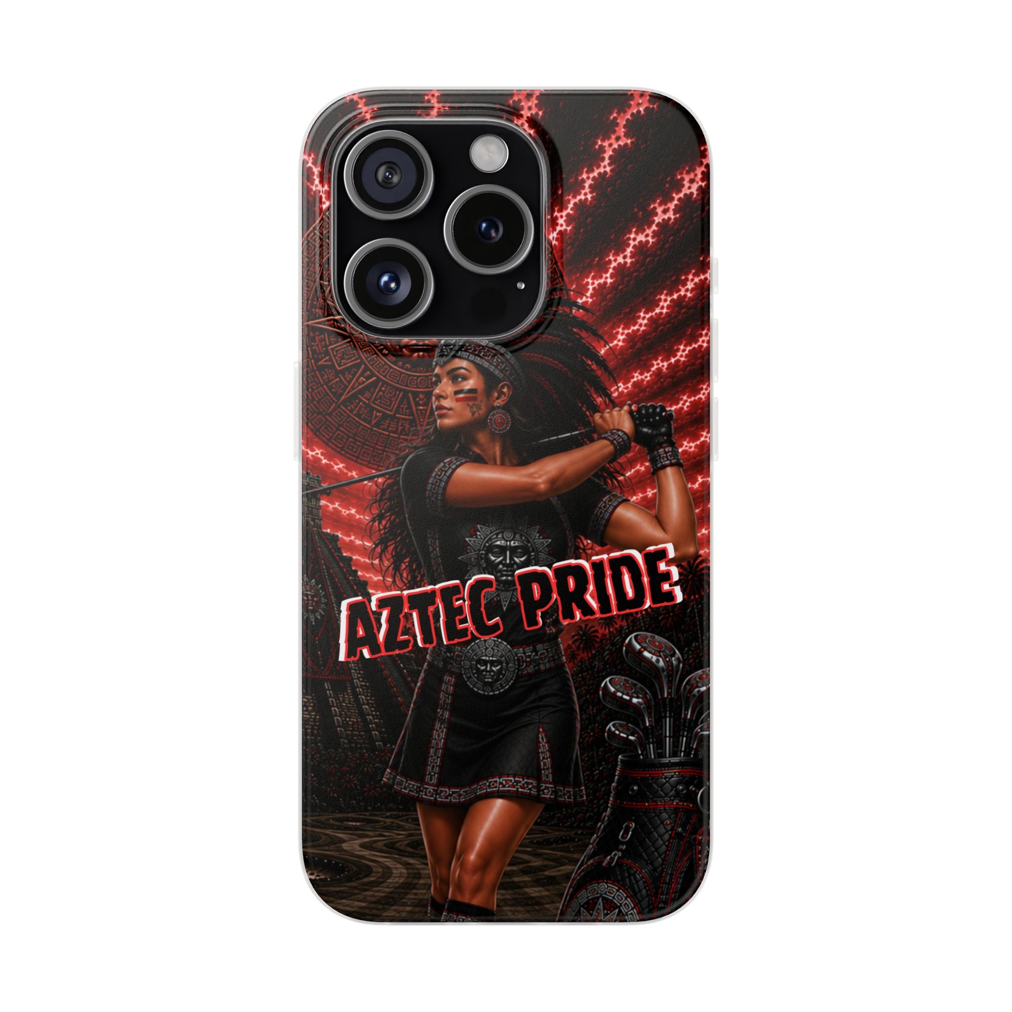 Aztec Golf Female Warrior – Flexi Phone Case (iPhone & Samsung • Clear TPU • Made & Shipped in the USA • 🚚 FREE USA Shipping • Personalized Option)