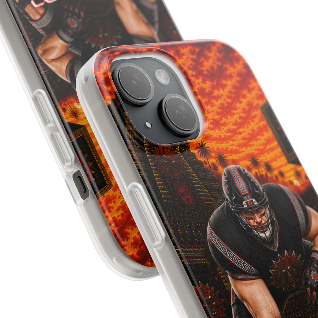 Aztec Football Warrior – Flexi Phone Case (iPhone & Samsung • Clear TPU • Made & Shipped in the USA • 🚚 FREE USA Shipping • Personalized Option)