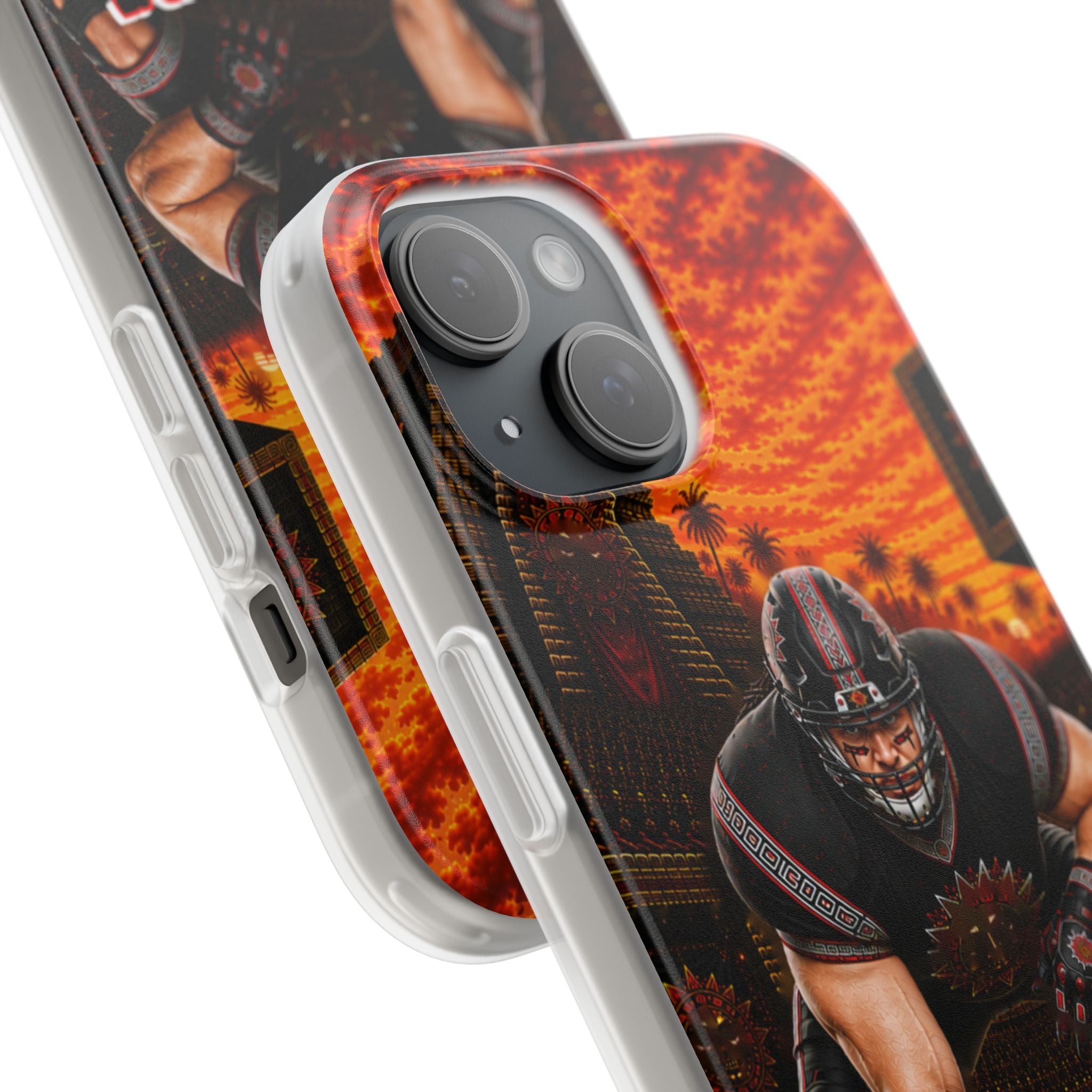 Aztec Football Warrior – Flexi Phone Case (iPhone & Samsung • Clear TPU • Made & Shipped in the USA • 🚚 FREE USA Shipping • Personalized Option)