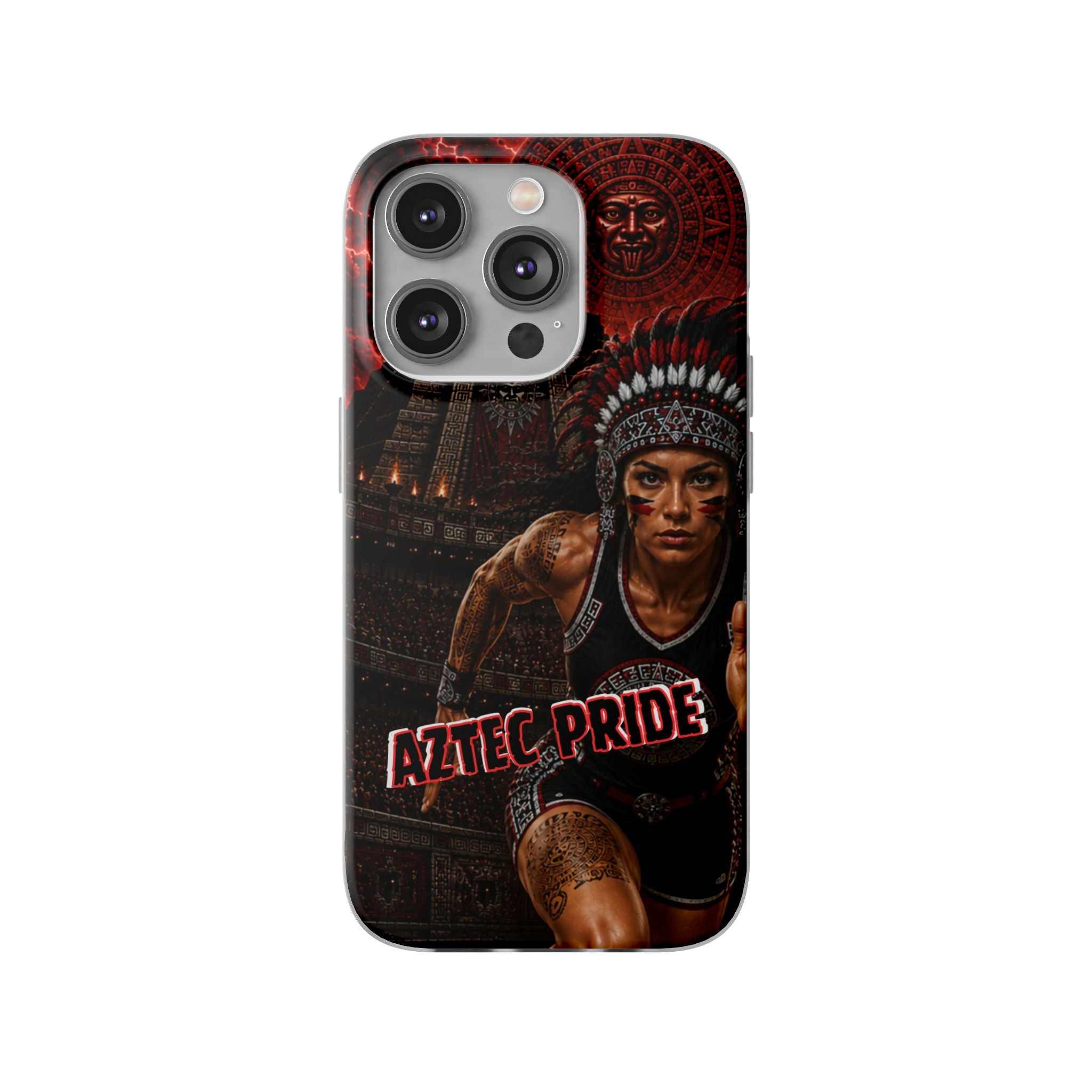 Aztec Track & Field Female Warrior – Flexi Phone Case (iPhone & Samsung • Clear TPU • Made & Shipped in the USA • 🚚 FREE USA Shipping • Personalized Option)