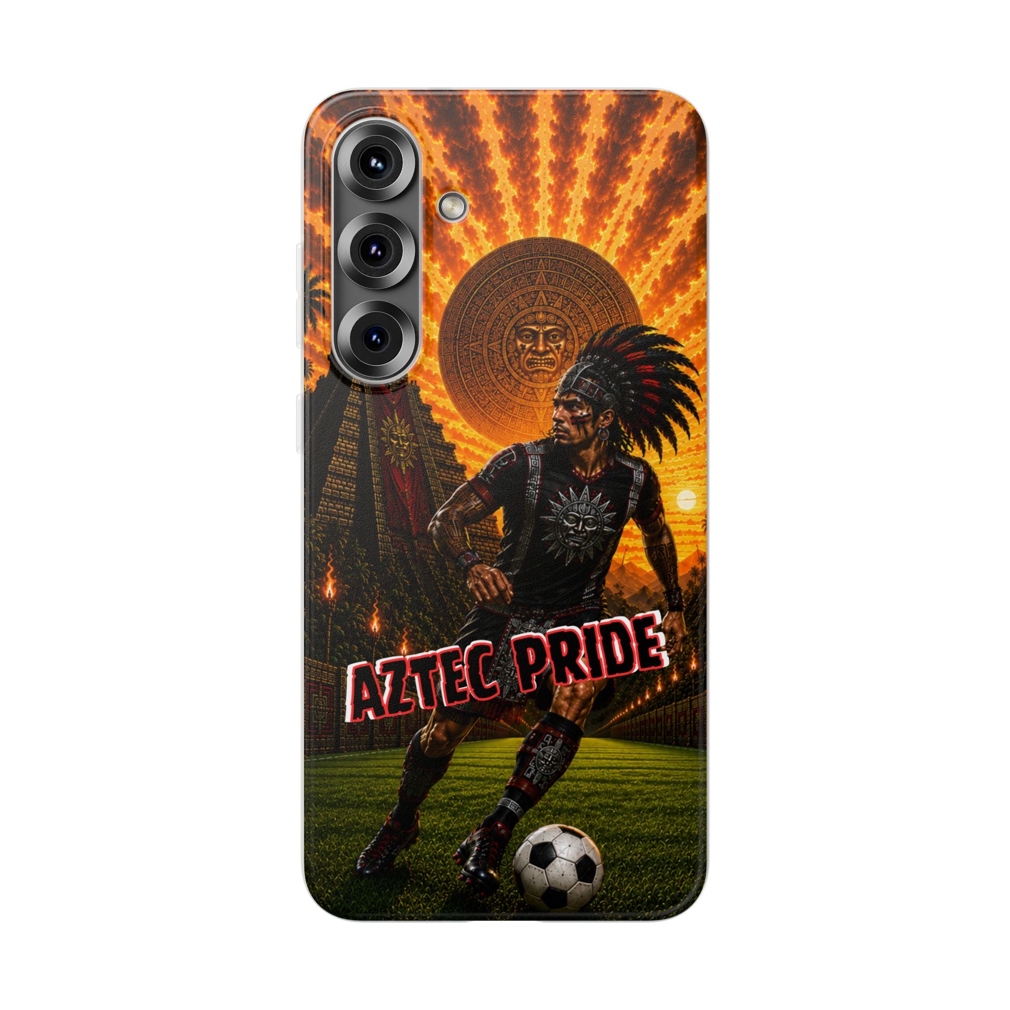 Aztec Soccer Male Warrior – Flexi Phone Case (iPhone & Samsung • Clear TPU • Made & Shipped in the USA • 🚚 FREE USA Shipping • Personalized Option)