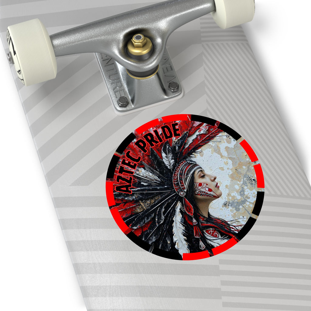 Aztec Silent Goddess Round Vinyl Sticker – Waterproof Matte Decal (2”–6”)