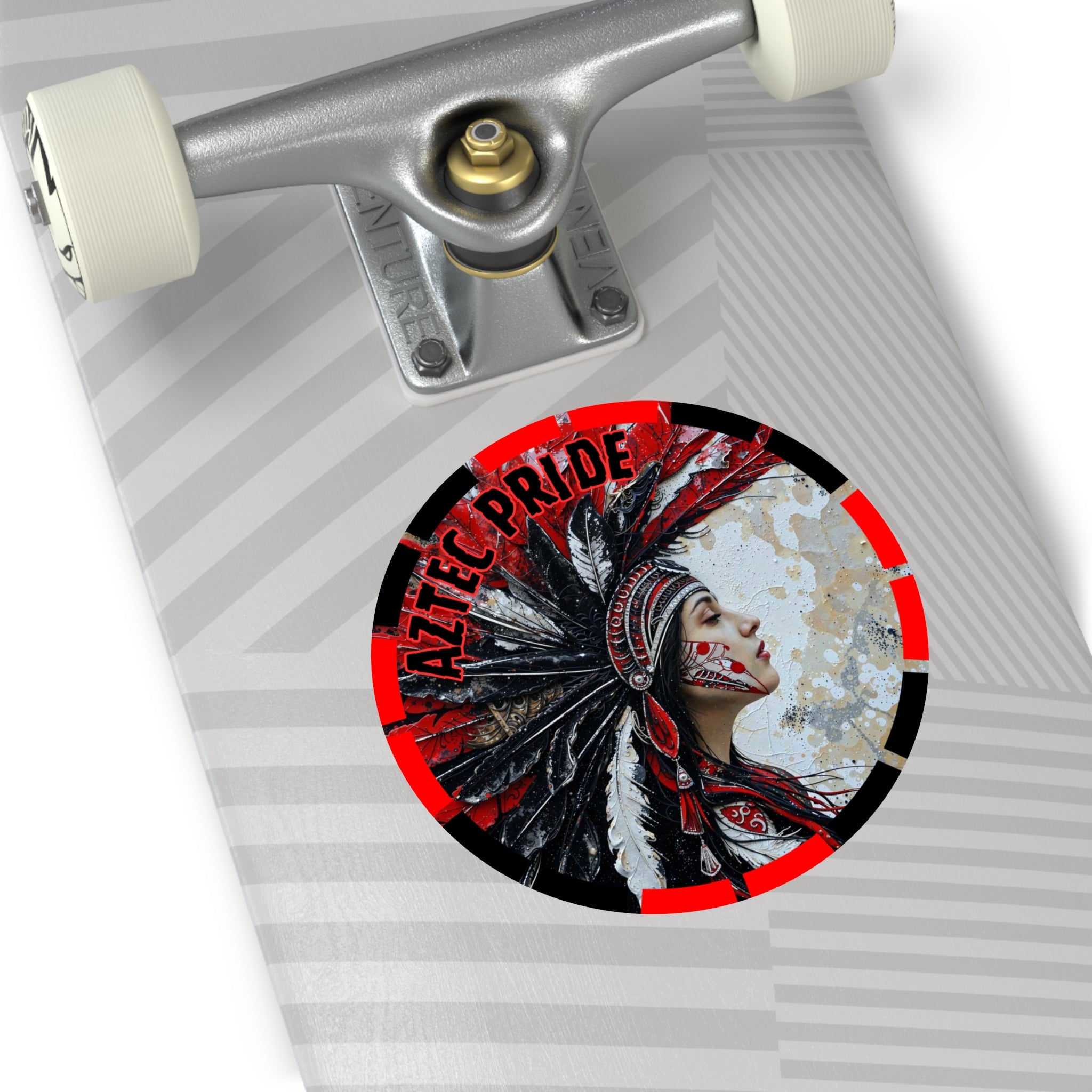Aztec Silent Goddess Round Vinyl Sticker – Waterproof Matte Decal (2”–6”)