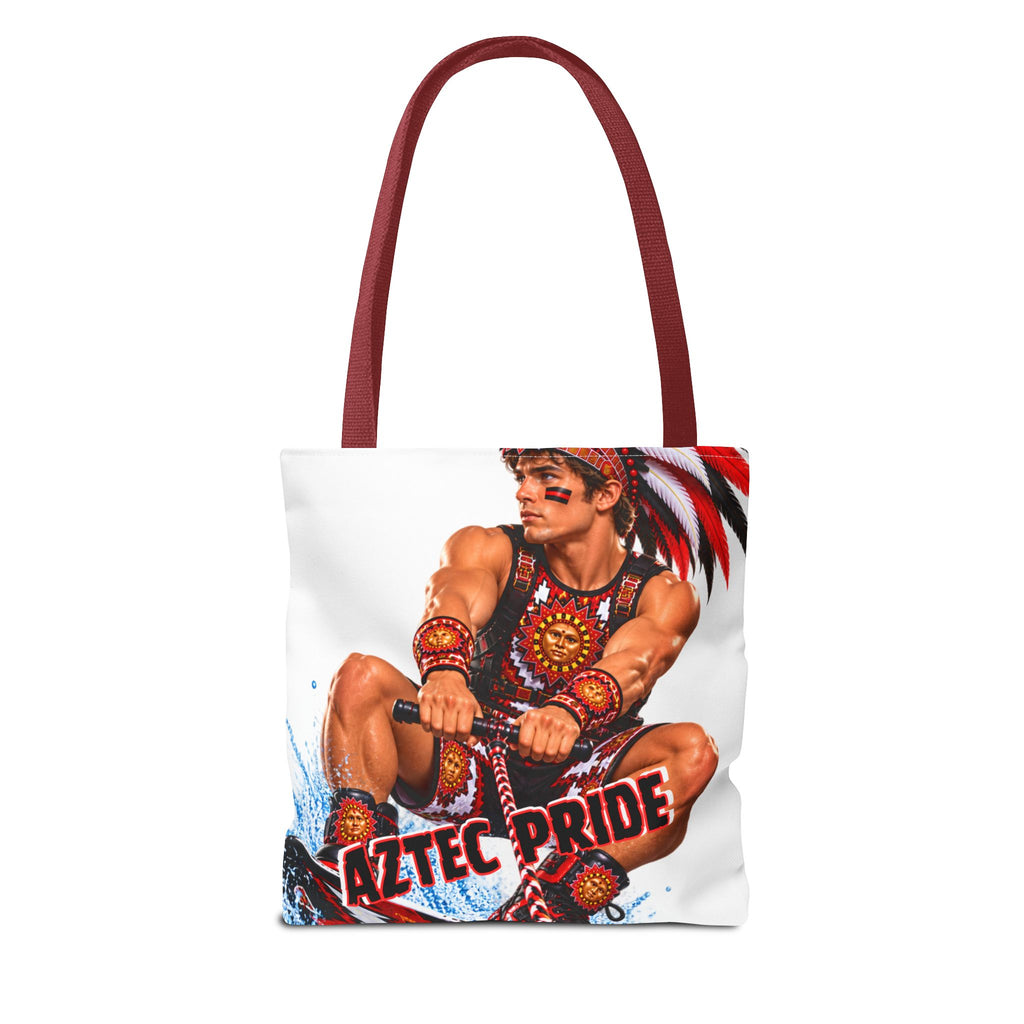 Aztec Waterski Wakeboard Warrior Tote Bag | Aztec-Inspired AI Art • Made & Shipped in the USA • 🚚 FREE USA Shipping • FREE Personalization