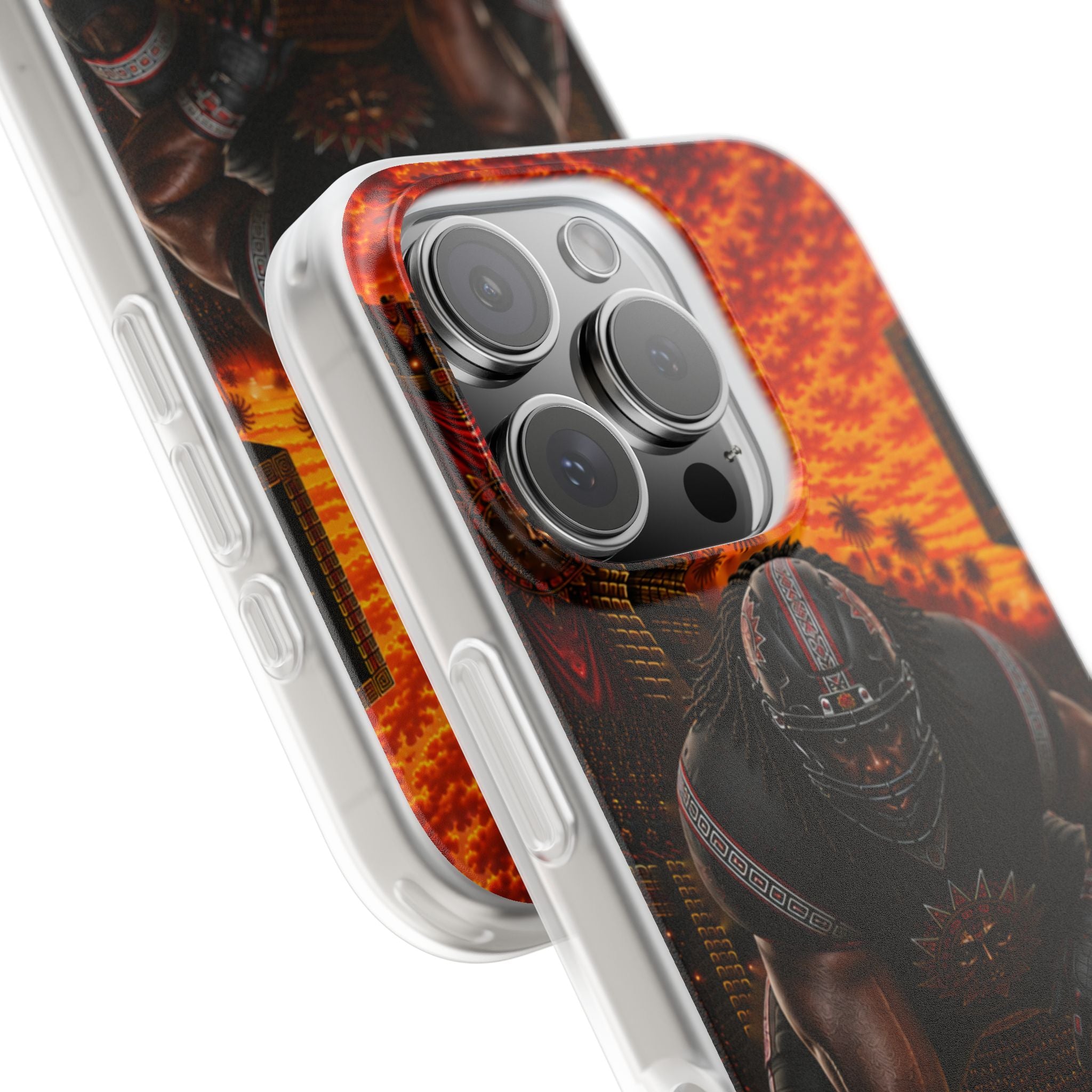 Aztec Football Warrior – Flexi Phone Case (iPhone & Samsung • Clear TPU • Made & Shipped in the USA • 🚚 FREE USA Shipping • Personalized Option)