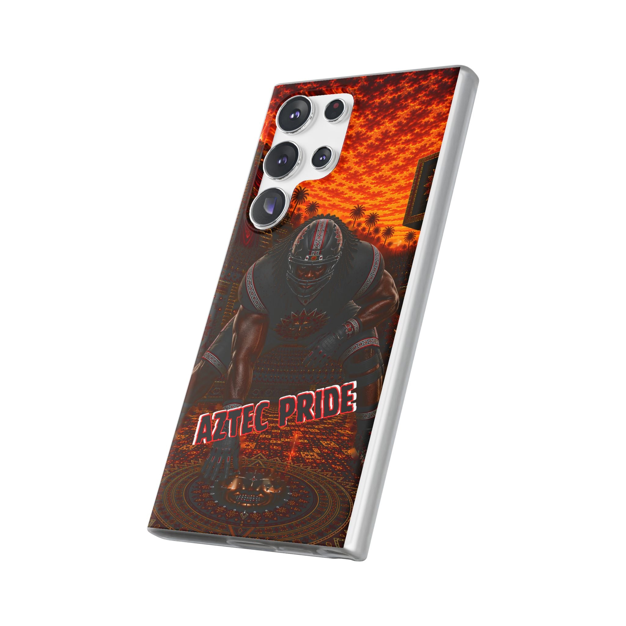 Aztec Football Warrior – Flexi Phone Case (iPhone & Samsung • Clear TPU • Made & Shipped in the USA • 🚚 FREE USA Shipping • Personalized Option)