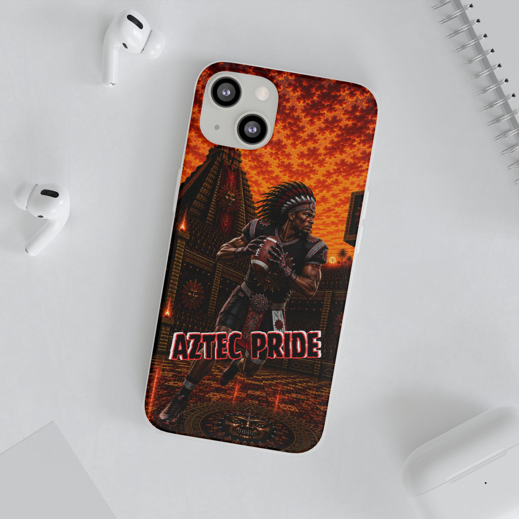 Aztec Football Warrior – Flexi Phone Case (iPhone & Samsung • Clear TPU • Made & Shipped in the USA • 🚚 FREE USA Shipping • Personalized Option)