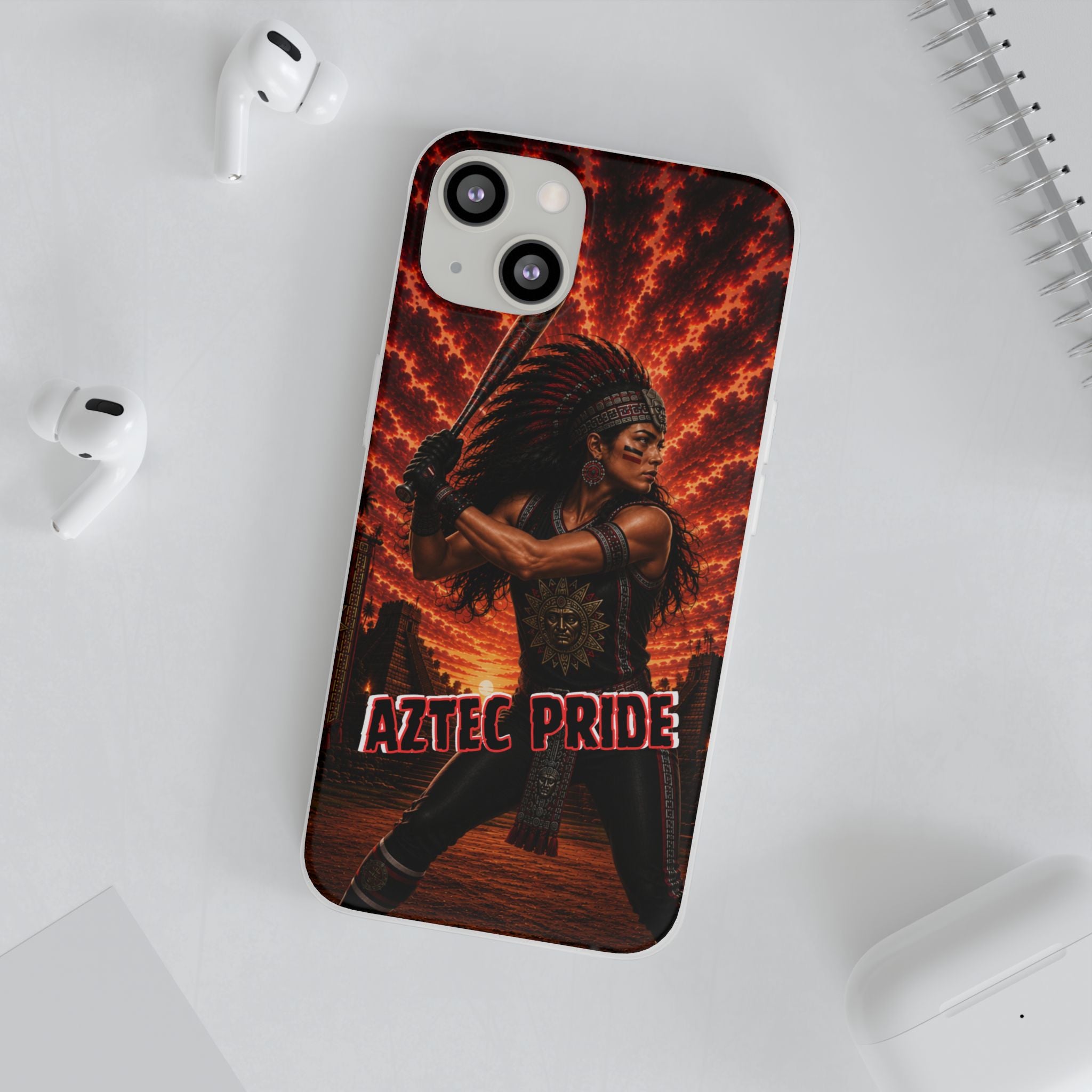 Aztec Softball Warrior – Flexi Phone Case (iPhone & Samsung • Clear TPU • Made & Shipped in the USA • 🚚 FREE USA Shipping • Personalized Option)