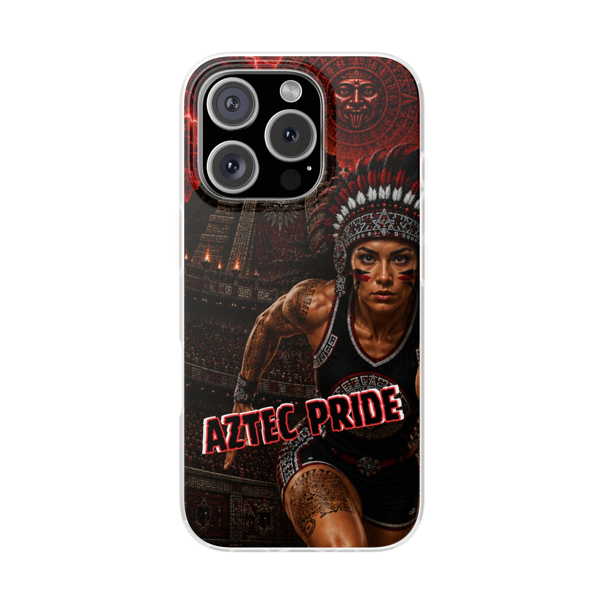 Aztec Track & Field Female Warrior – Flexi Phone Case (iPhone & Samsung • Clear TPU • Made & Shipped in the USA • 🚚 FREE USA Shipping • Personalized Option)