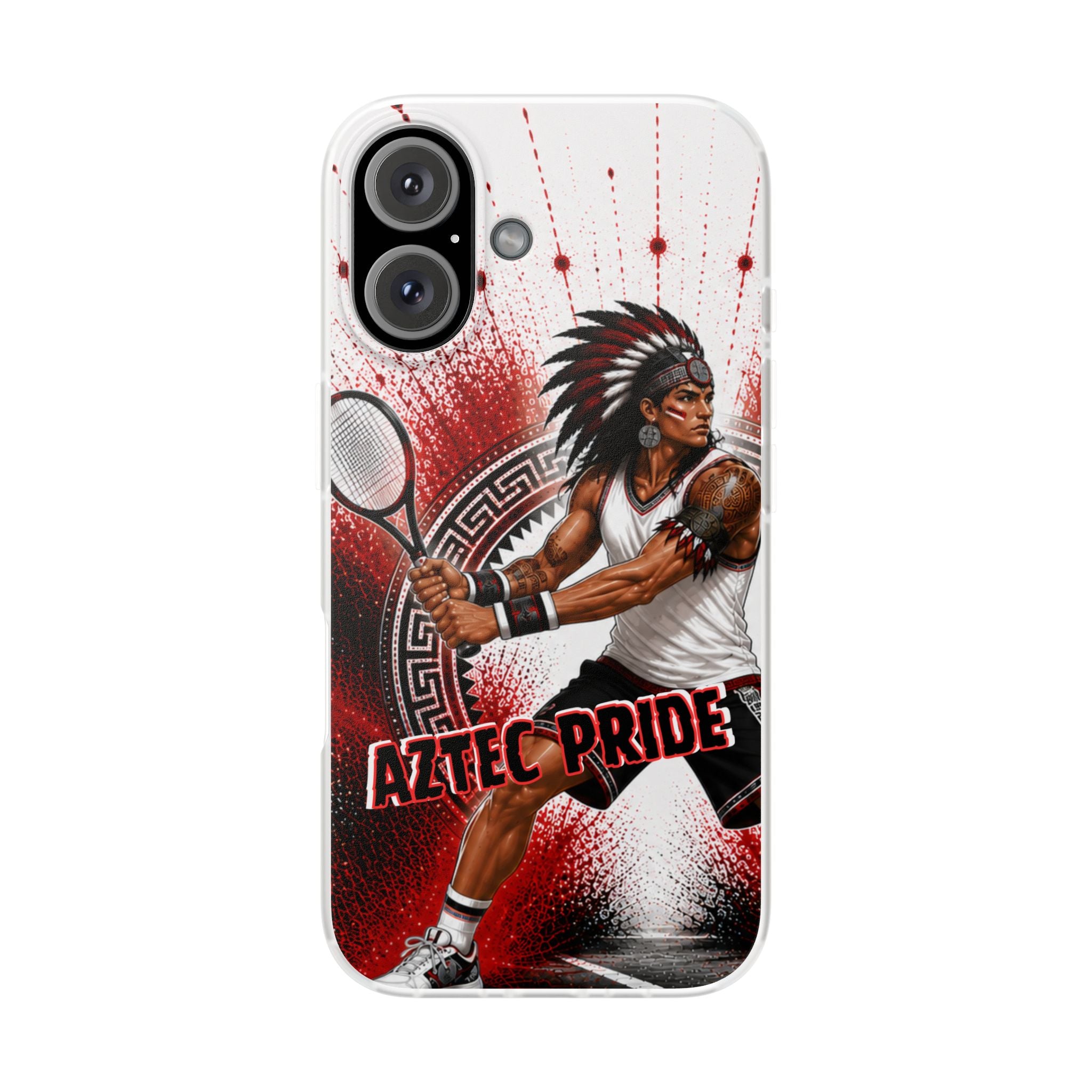 Aztec Tennis Male Warrior – Flexi Phone Case (iPhone & Samsung • Clear TPU • Made & Shipped in the USA • 🚚 FREE USA Shipping • Personalized Option)