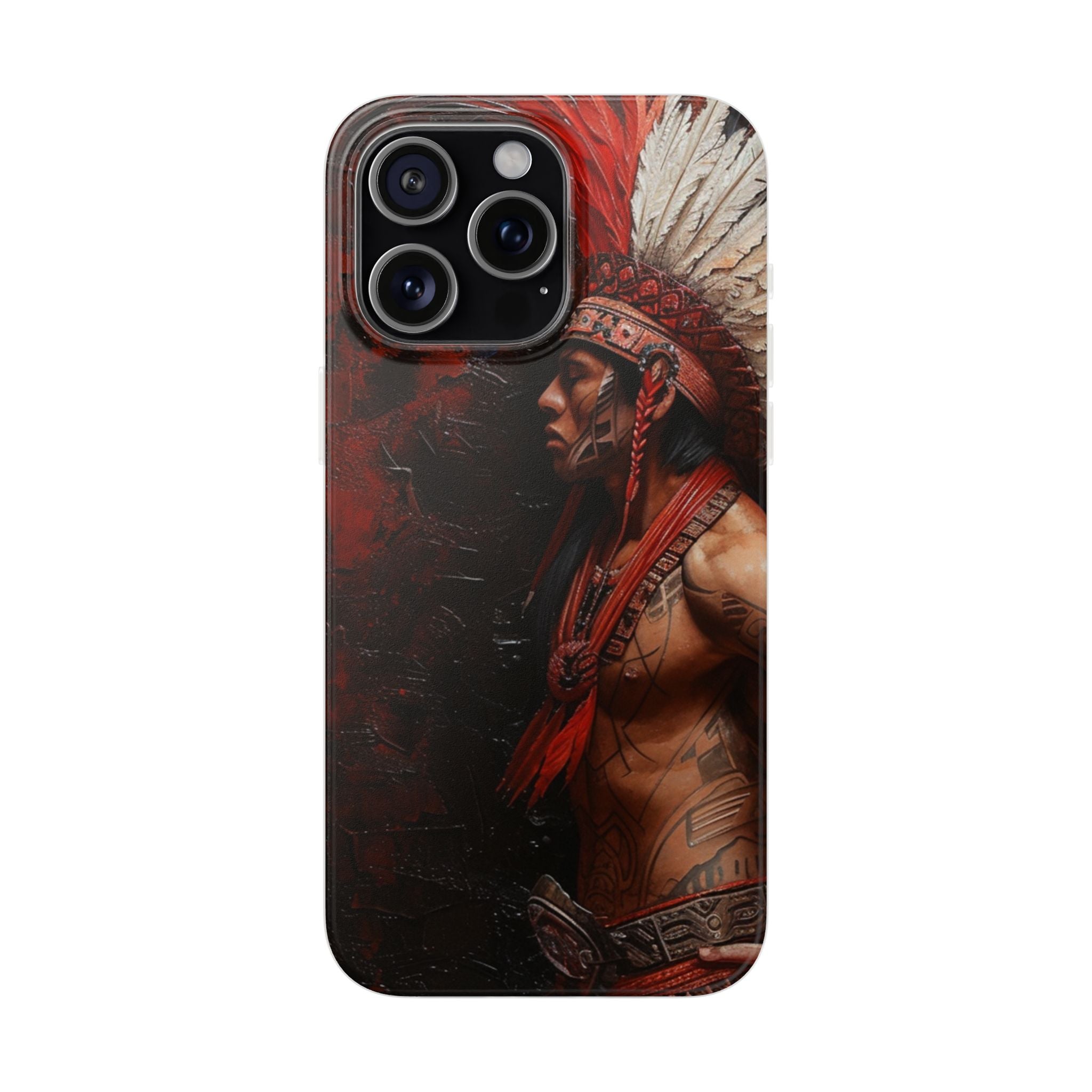 Aztec Noble Warrior – Flexi Phone Case (iPhone & Samsung • Clear TPU • Made in USA • Personalized Option)