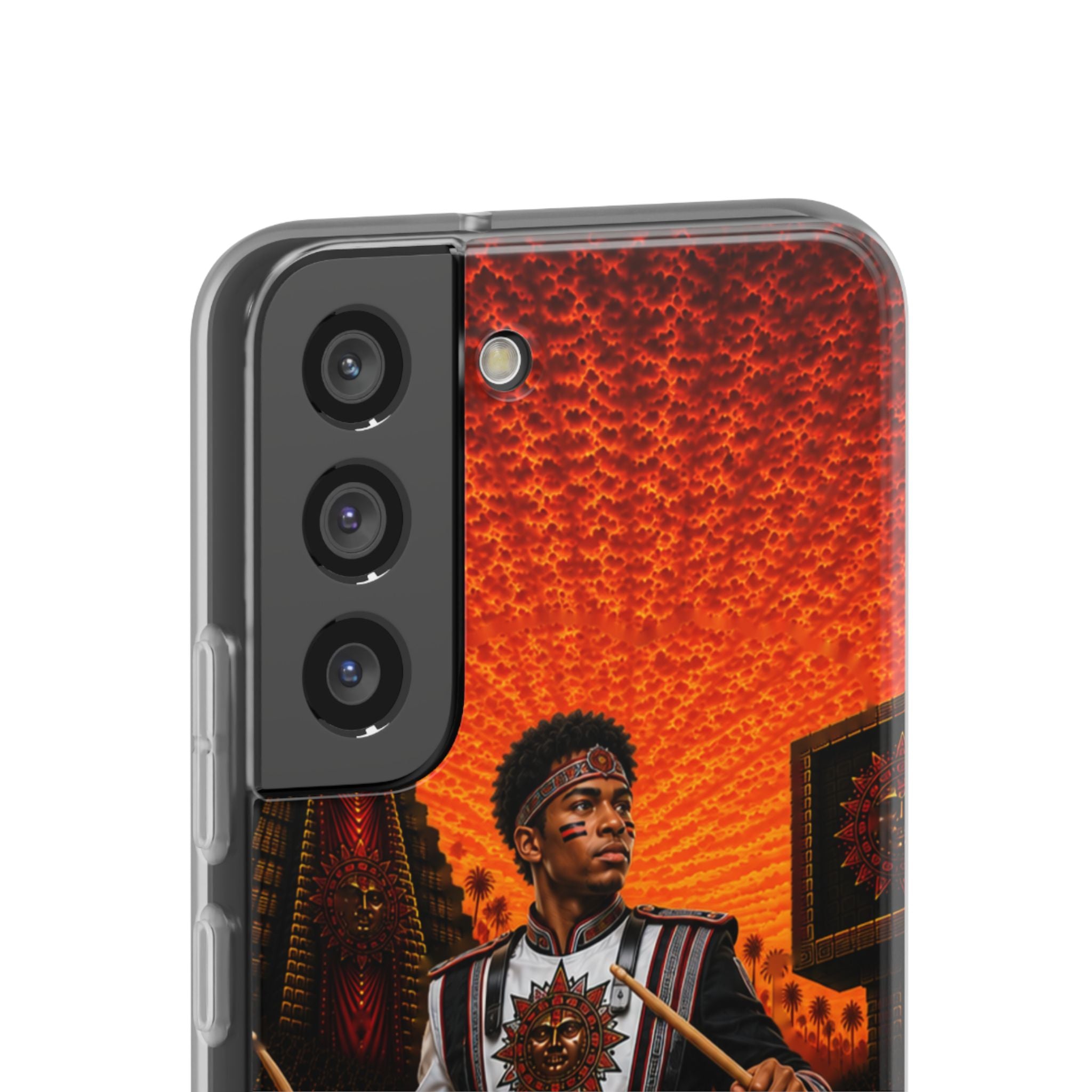Aztec Band Warrior – Flexi Phone Case (iPhone & Samsung • Clear TPU • Made & Shipped in the USA • 🚚 FREE USA Shipping • Personalized Option)