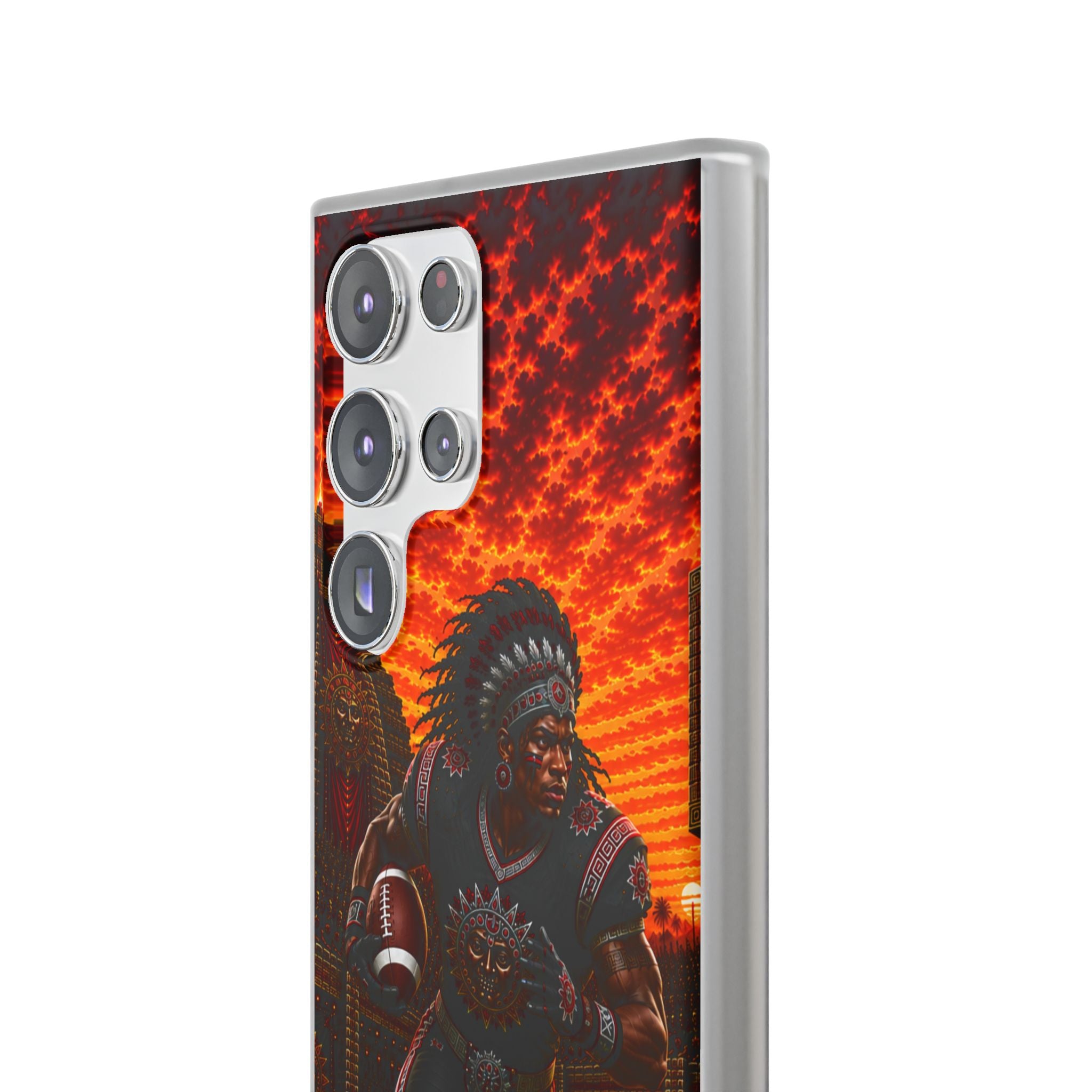 Aztec Football Warrior – Flexi Phone Case (iPhone & Samsung • Clear TPU • Made & Shipped in the USA • 🚚 FREE USA Shipping • Personalized Option)