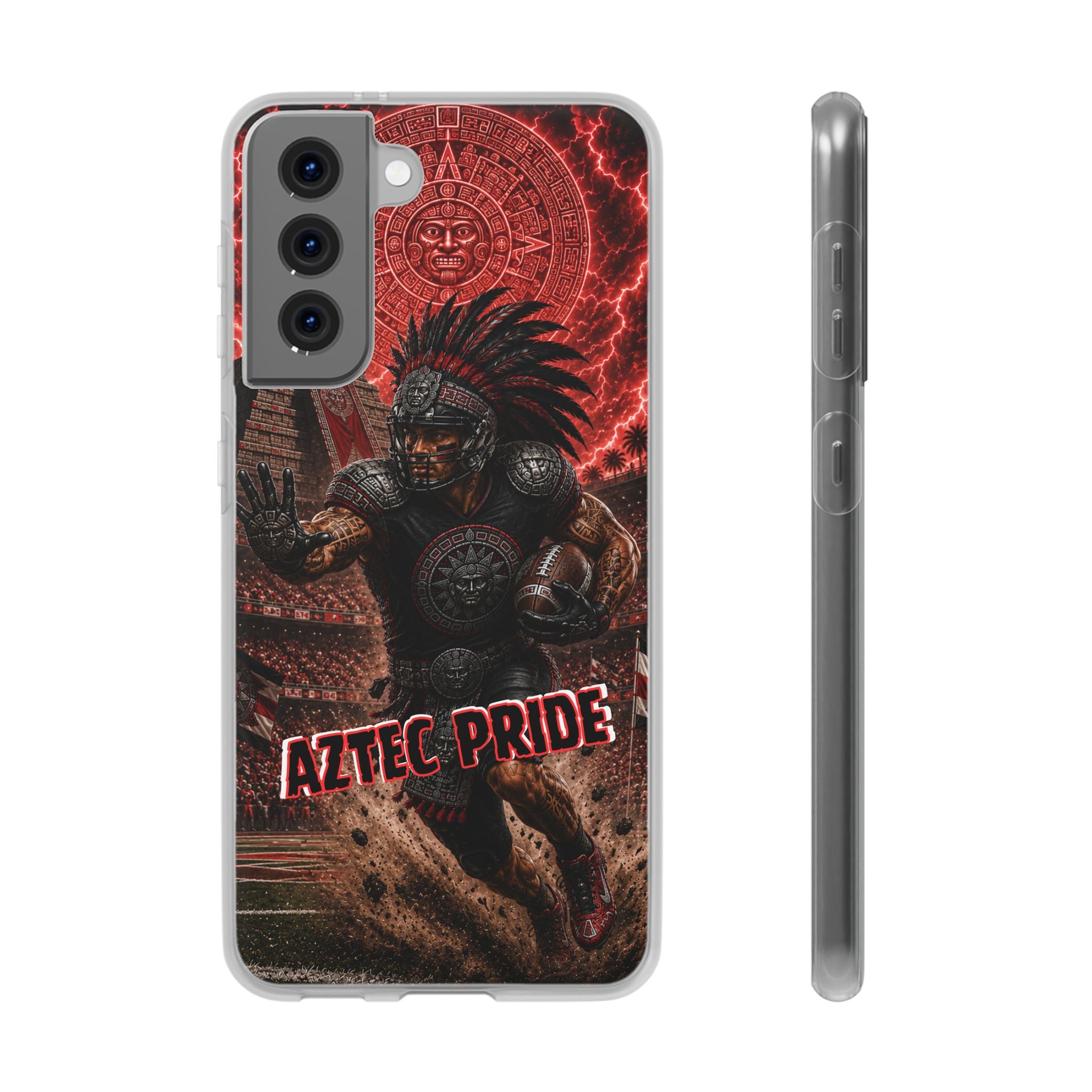 Aztec Football Warrior – Flexi Phone Case (iPhone & Samsung • Clear TPU • Made in USA • Personalized Option)