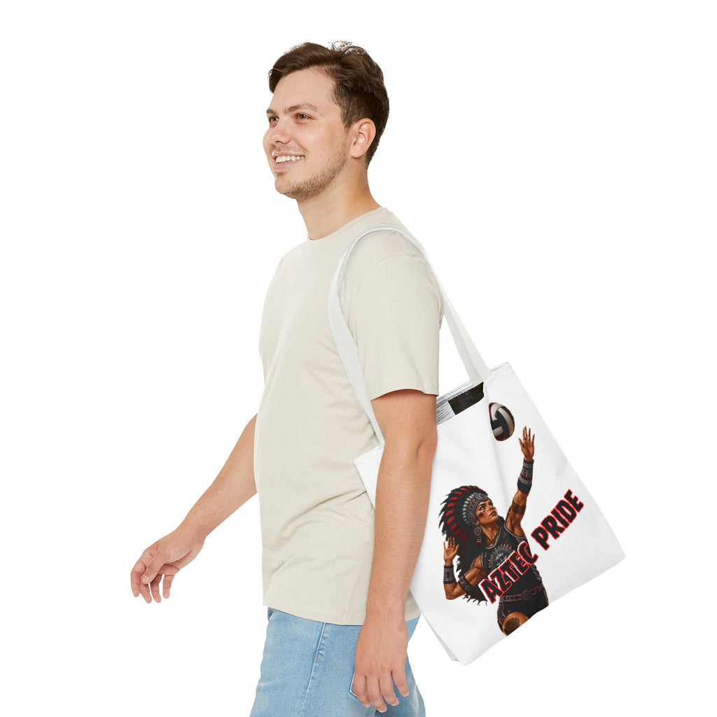 Aztec Volleyball Warrior Tote Bag | Aztec-Inspired AI Art • Made & Shipped in the USA • 🚚 FREE USA Shipping • FREE Personalization
