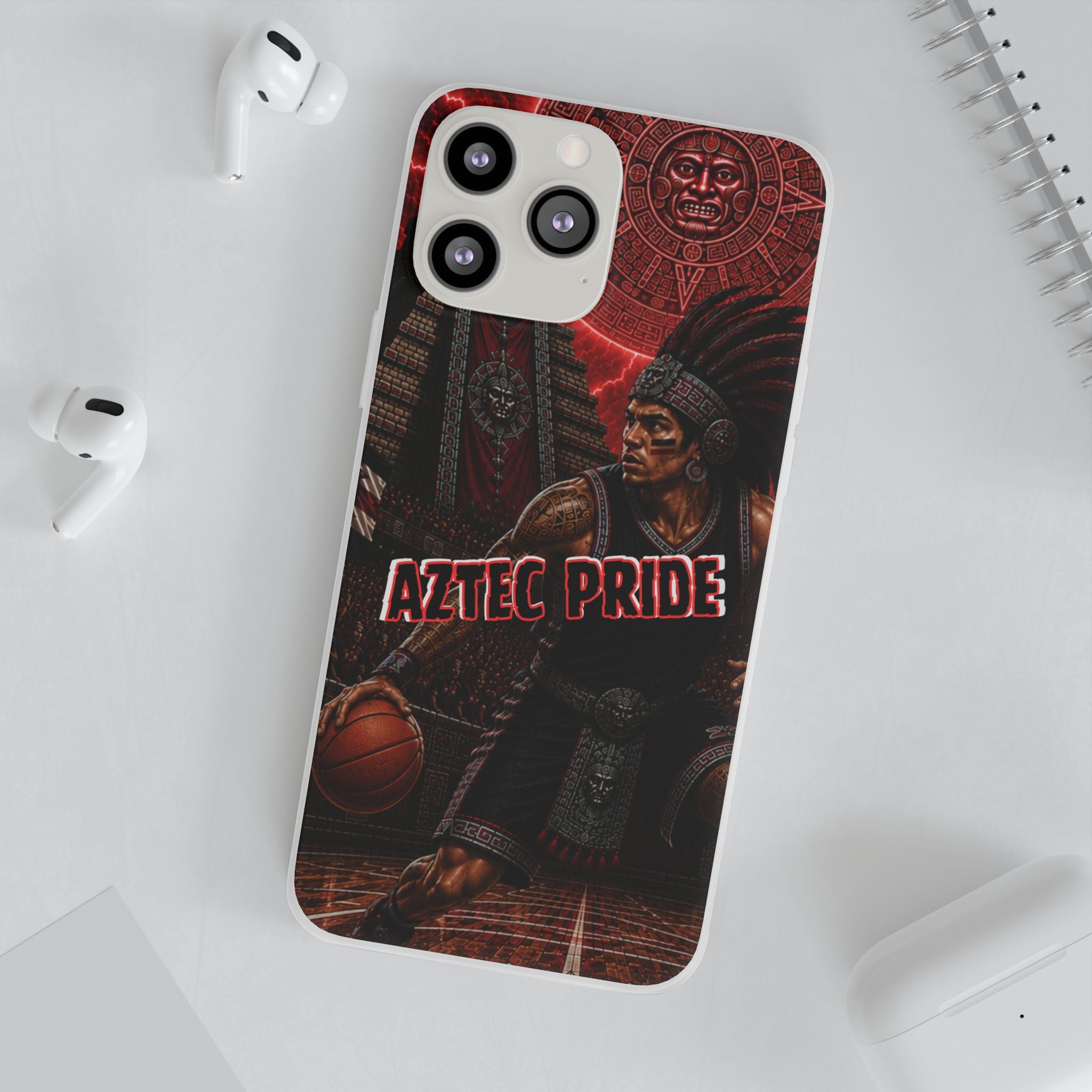 Aztec Basketall Warrior – Flexi Phone Case (iPhone & Samsung • Clear TPU • Made & Shipped in the USA • 🚚 FREE USA Shipping • Personalized Option)