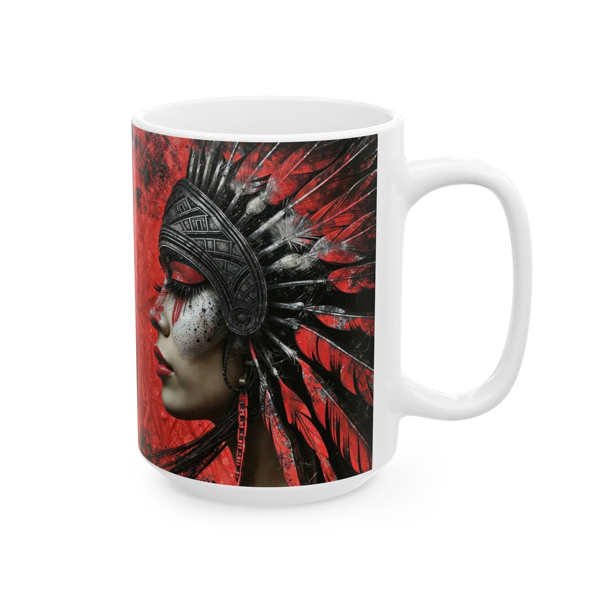 Aztec Fearless Goddess – Ceramic Mug (11oz, 15oz • Dishwasher & Microwave Safe • Made in USA • Personalized Option)