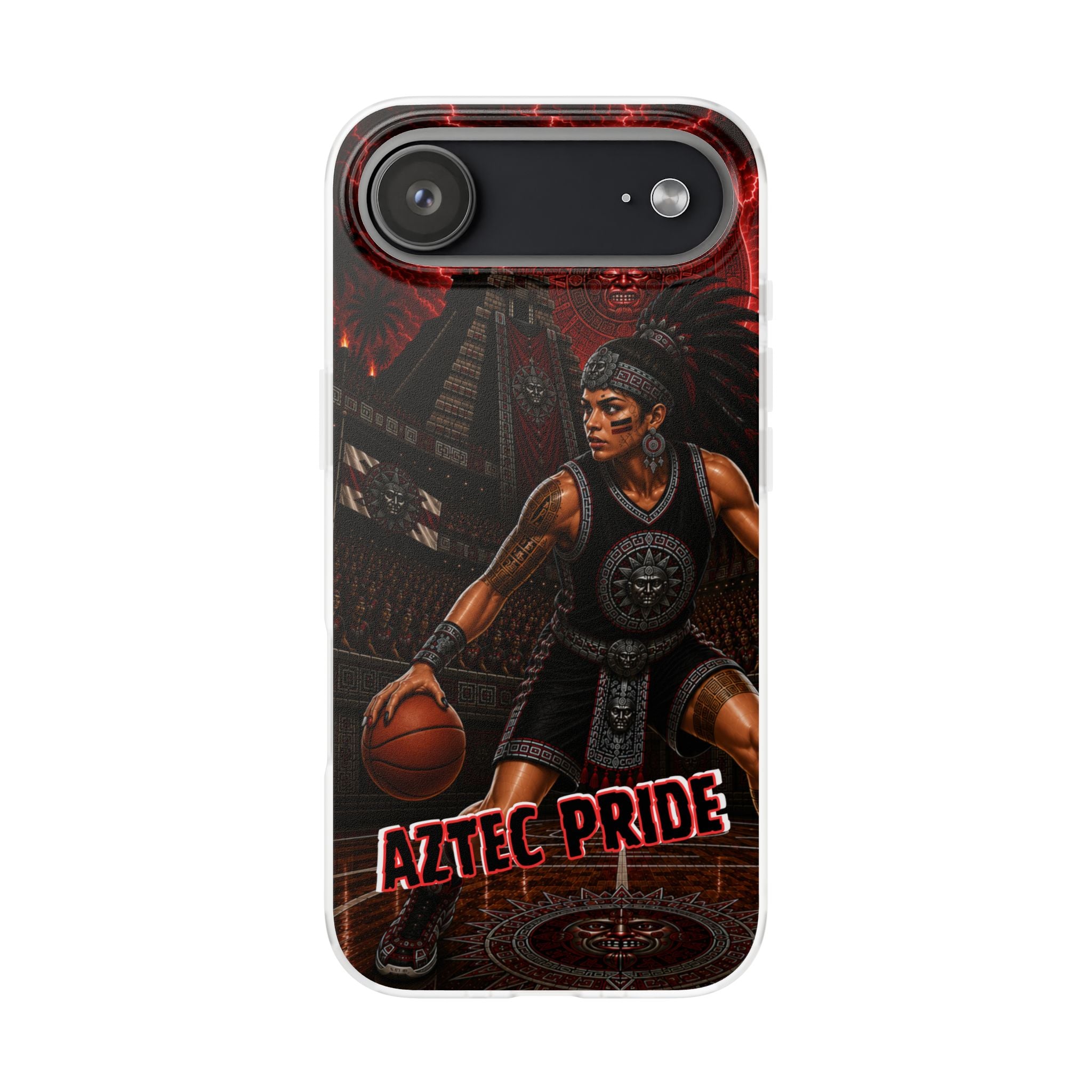 Aztec Basketball Female Warrior – Flexi Phone Case (iPhone & Samsung • Clear TPU • Made & Shipped in the USA • 🚚 FREE USA Shipping • Personalized Option)
