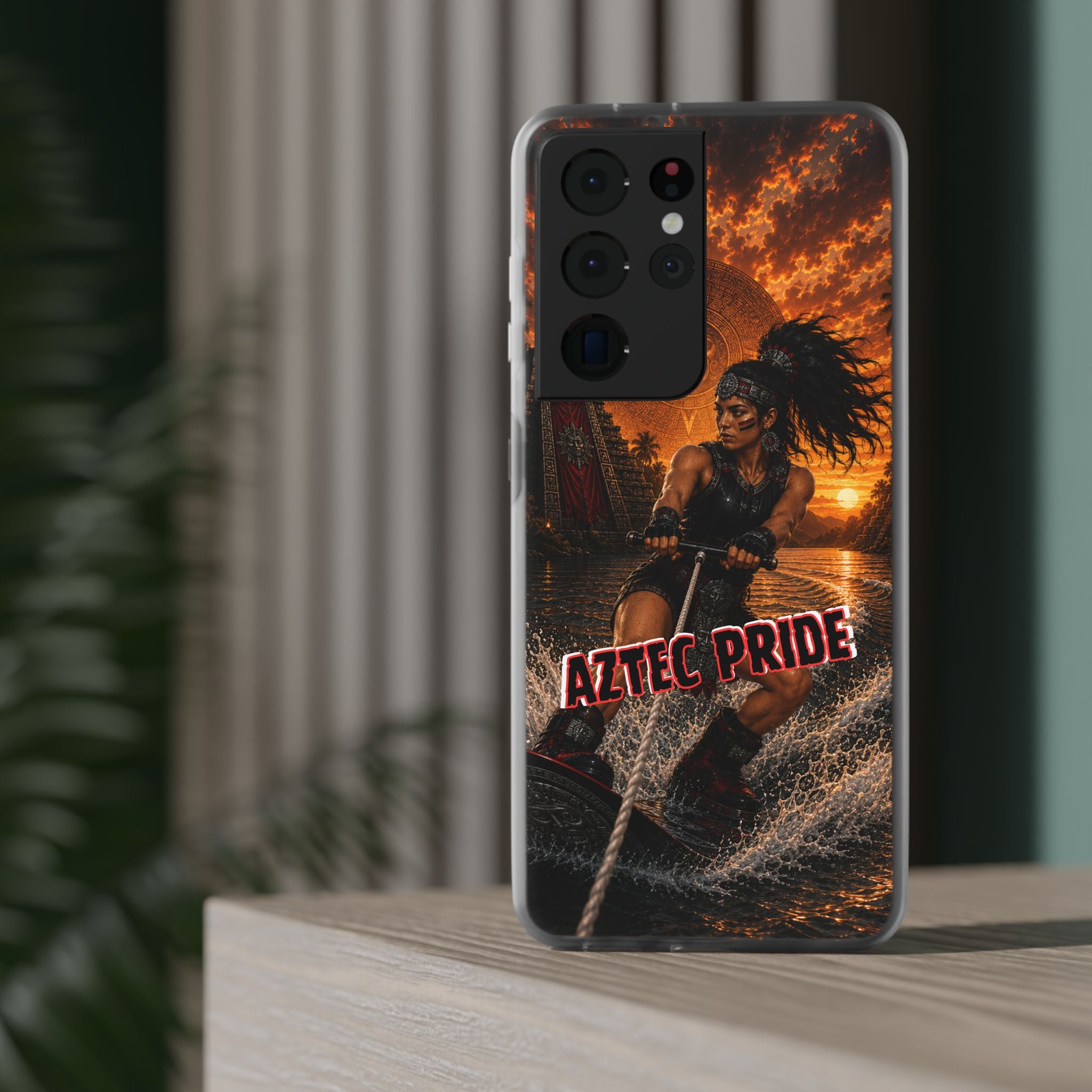Aztec Wakeboard Female Warrior – Flexi Phone Case (iPhone & Samsung • Clear TPU • Made & Shipped in the USA • 🚚 FREE USA Shipping • Personalized Option)