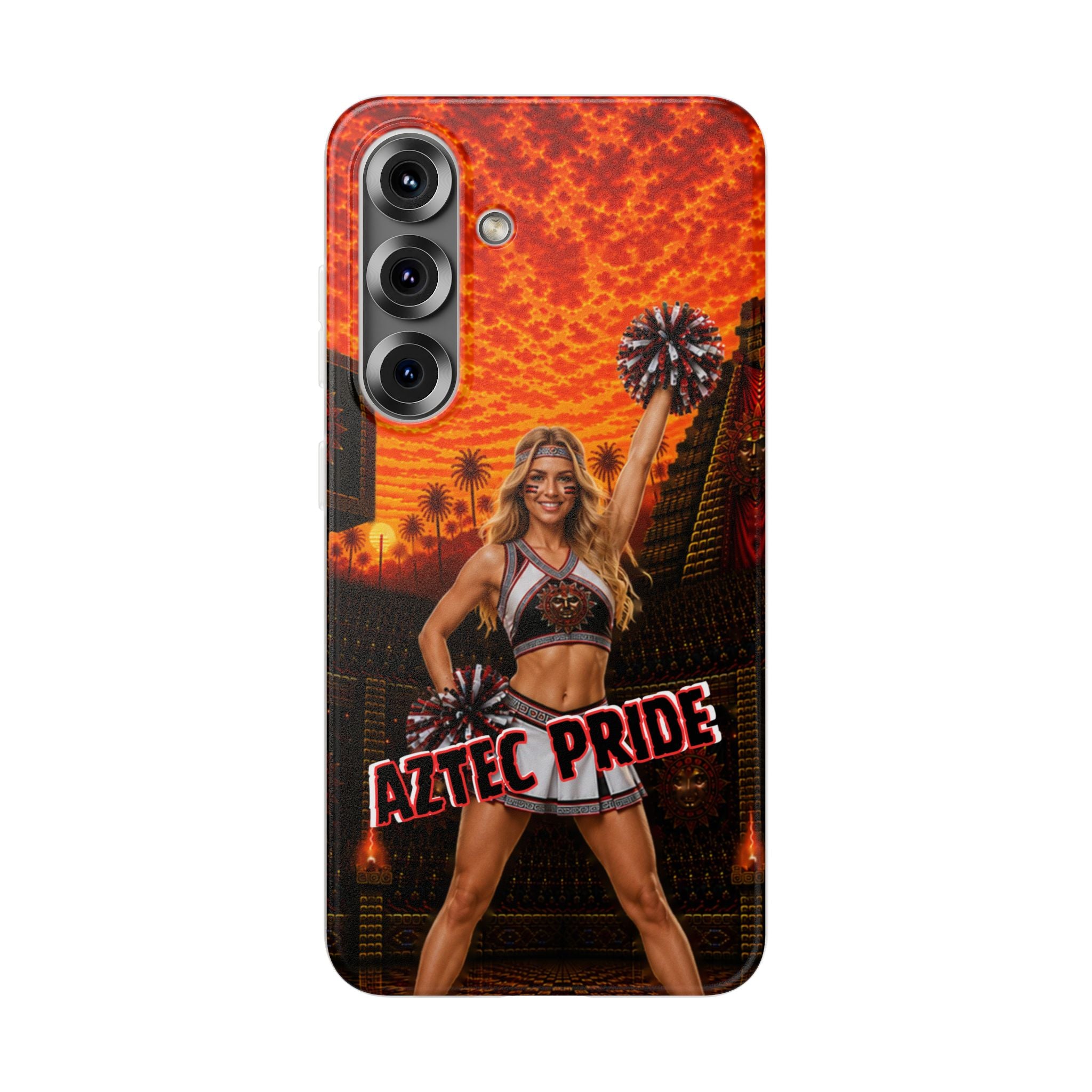 Aztec Cheerleader Warrior – Flexi Phone Case (iPhone & Samsung • Clear TPU • Made & Shipped in the USA • 🚚 FREE USA Shipping • Personalized Option)