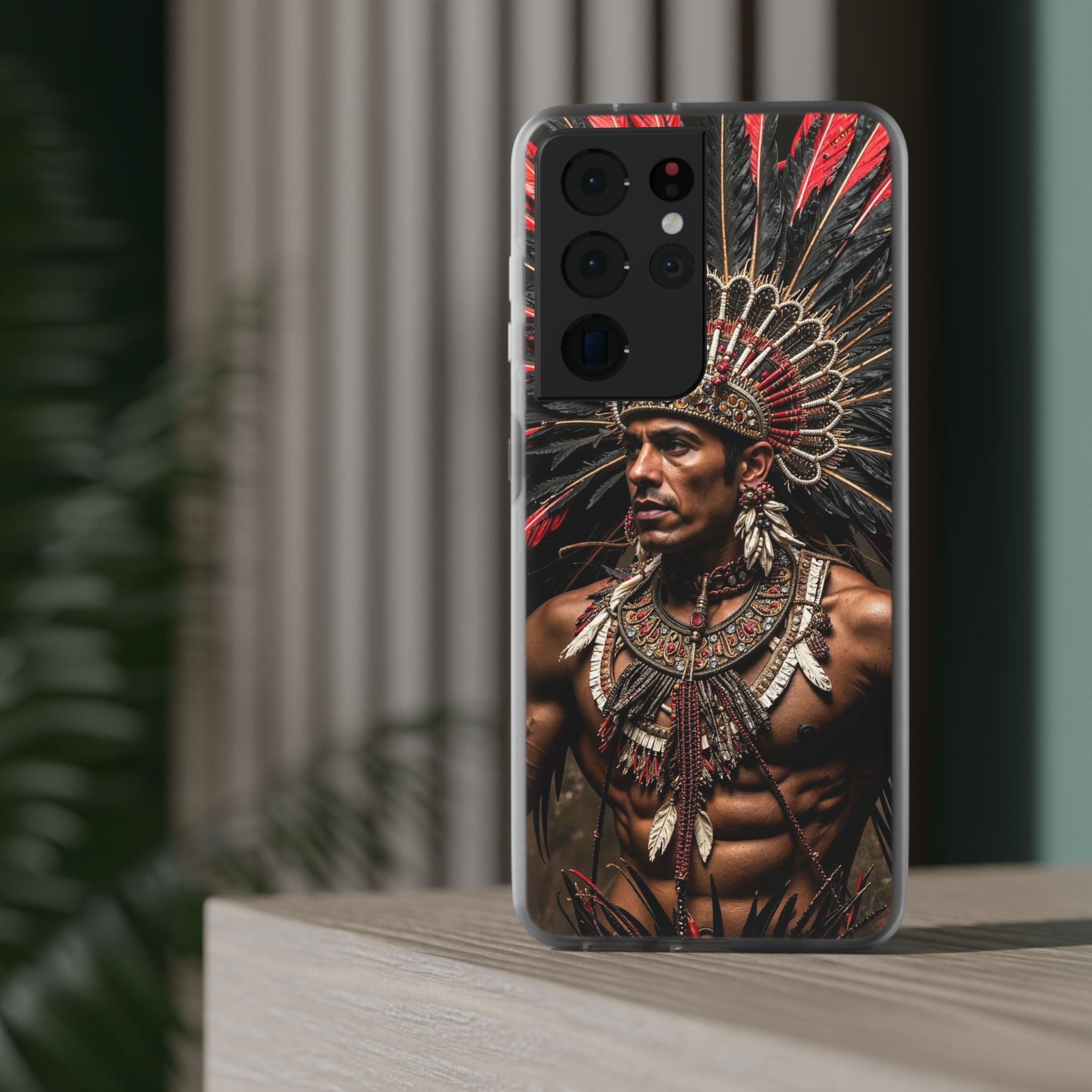 Aztec Sun Guardian – Flexi Phone Case (iPhone & Samsung • Clear TPU • Made in USA • Personalized Option)