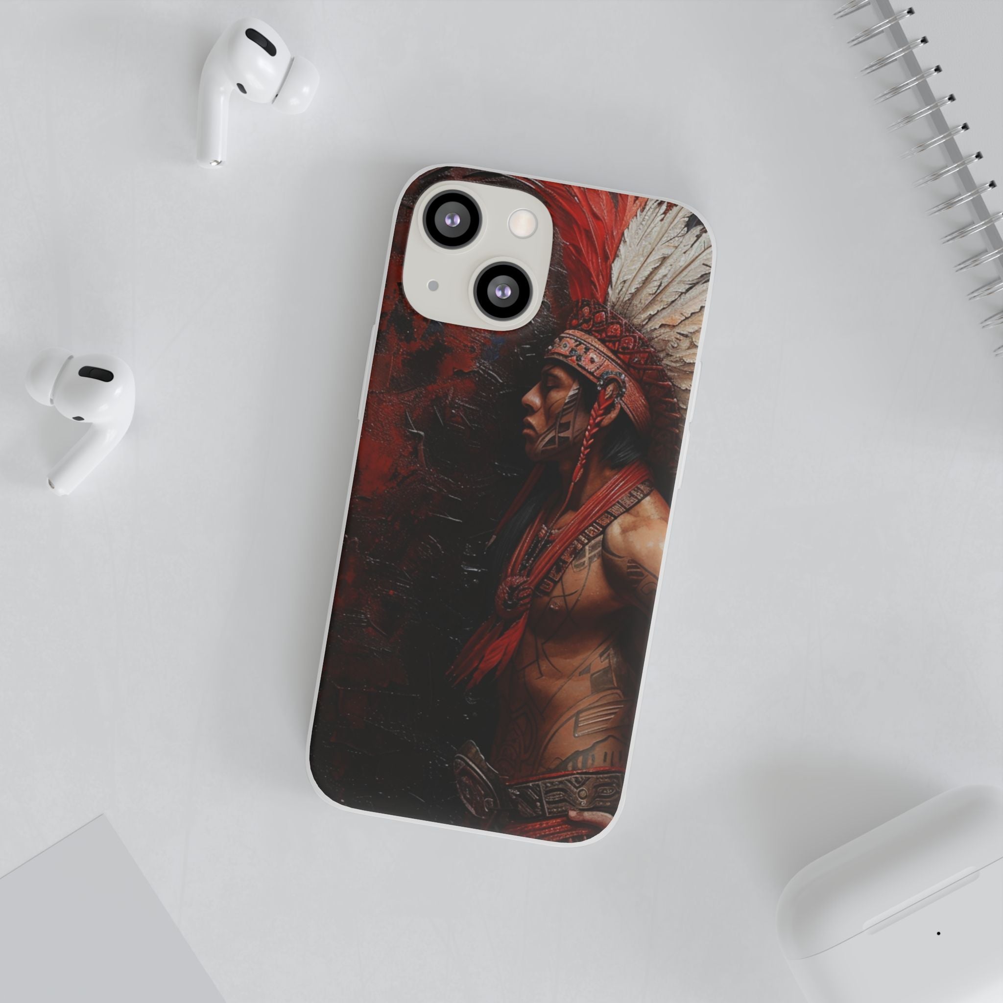 Aztec Noble Warrior – Flexi Phone Case (iPhone & Samsung • Clear TPU • Made in USA • Personalized Option)