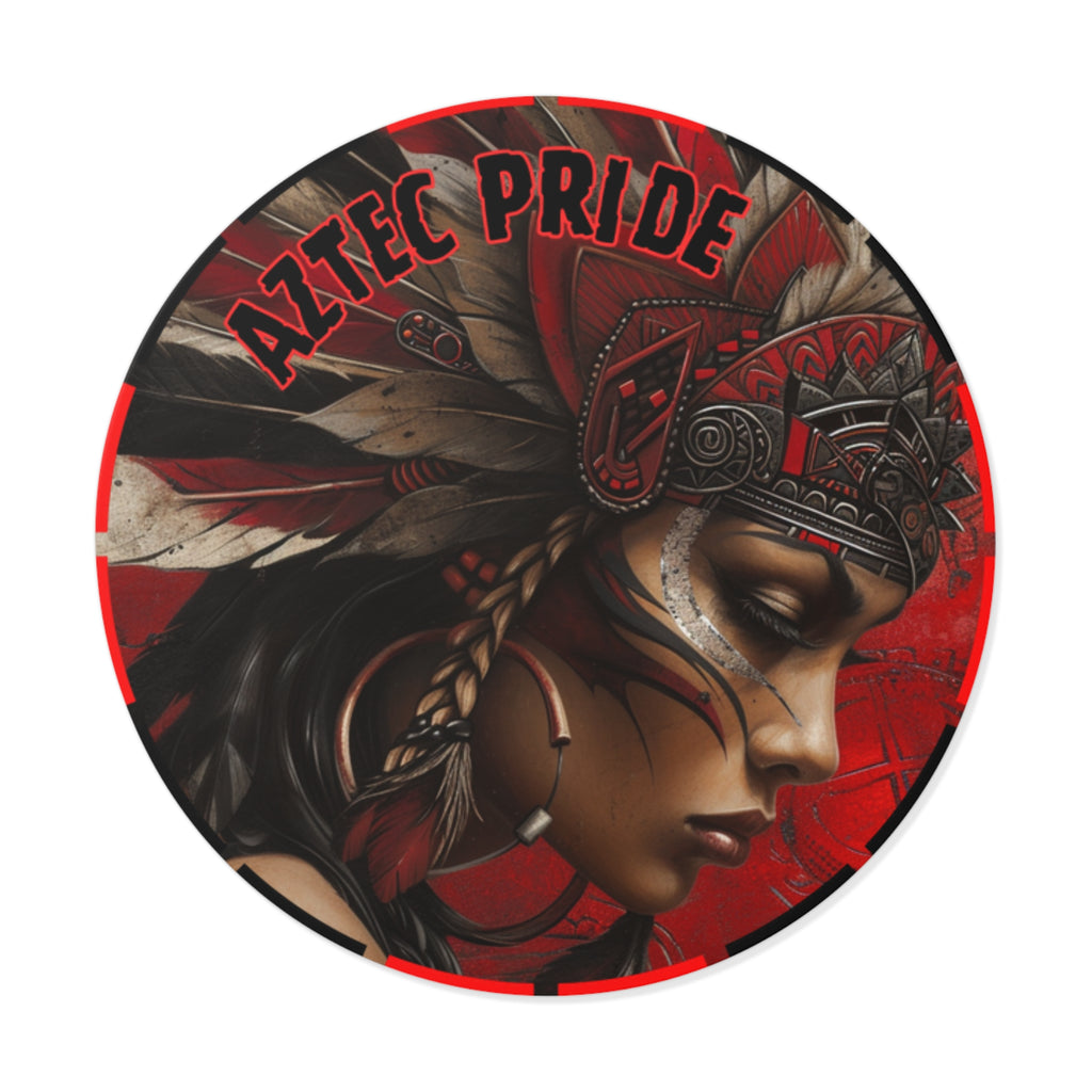 Aztec Sun Goddess Round Vinyl Sticker – Waterproof Matte Decal (2”–6”)
