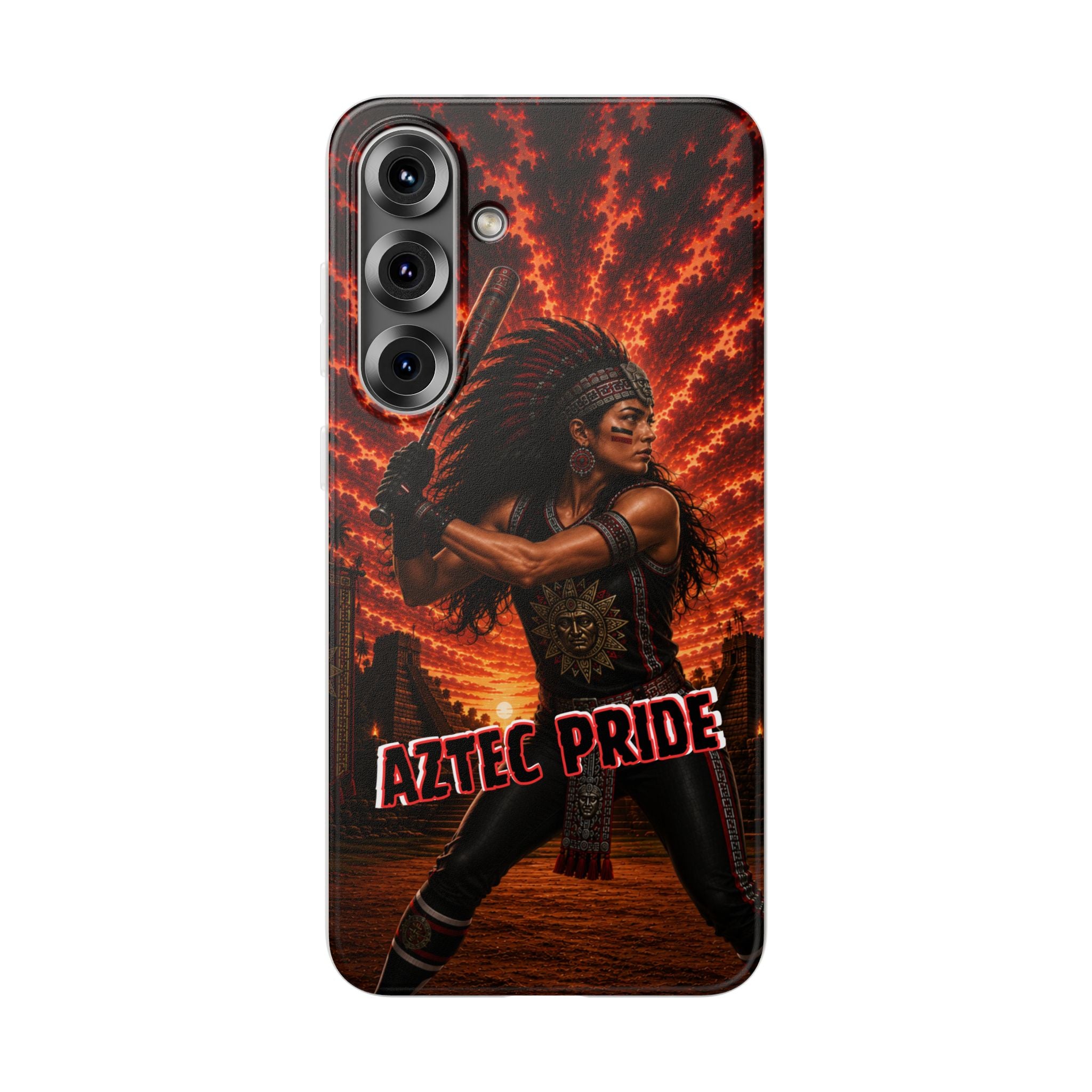 Aztec Softball Warrior – Flexi Phone Case (iPhone & Samsung • Clear TPU • Made & Shipped in the USA • 🚚 FREE USA Shipping • Personalized Option)