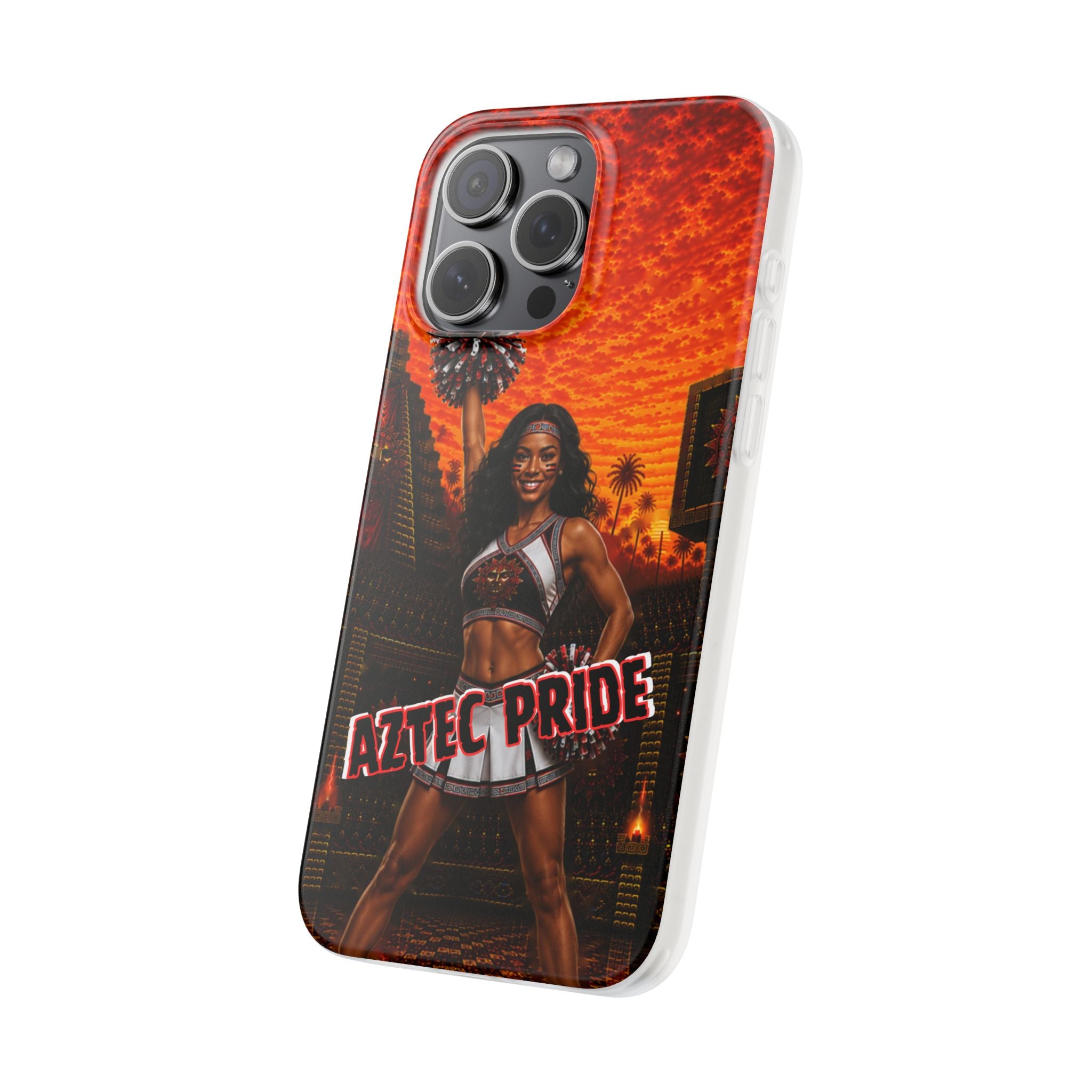 Aztec Cheerleader Warrior – Flexi Phone Case (iPhone & Samsung • Clear TPU • Made & Shipped in the USA • 🚚 FREE USA Shipping • Personalized Option)