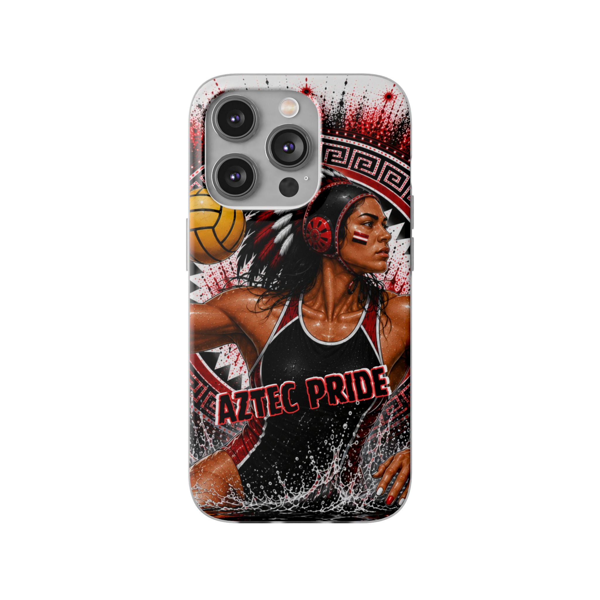 Aztec Water Polo Warrior – Flexi Phone Case (iPhone & Samsung • Clear TPU • Made in USA • Personalized Option)