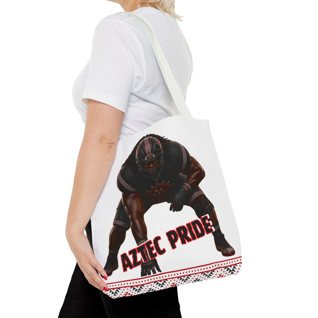 Aztec Football O-Line Warrior Tote Bag | Aztec-Inspired AI Art • Made & Shipped in the USA • 🚚 FREE USA Shipping • FREE Personalization