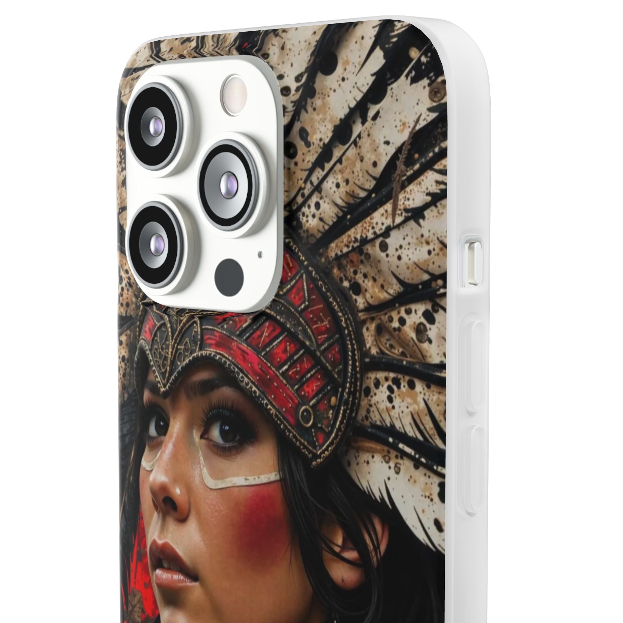 Aztec Moon Goddess – Flexi Phone Case (iPhone & Samsung • Clear TPU • Made in USA • Personalized Option)