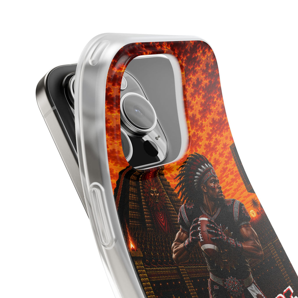 Aztec Football Warrior – Flexi Phone Case (iPhone & Samsung • Clear TPU • Made & Shipped in the USA • 🚚 FREE USA Shipping • Personalized Option)