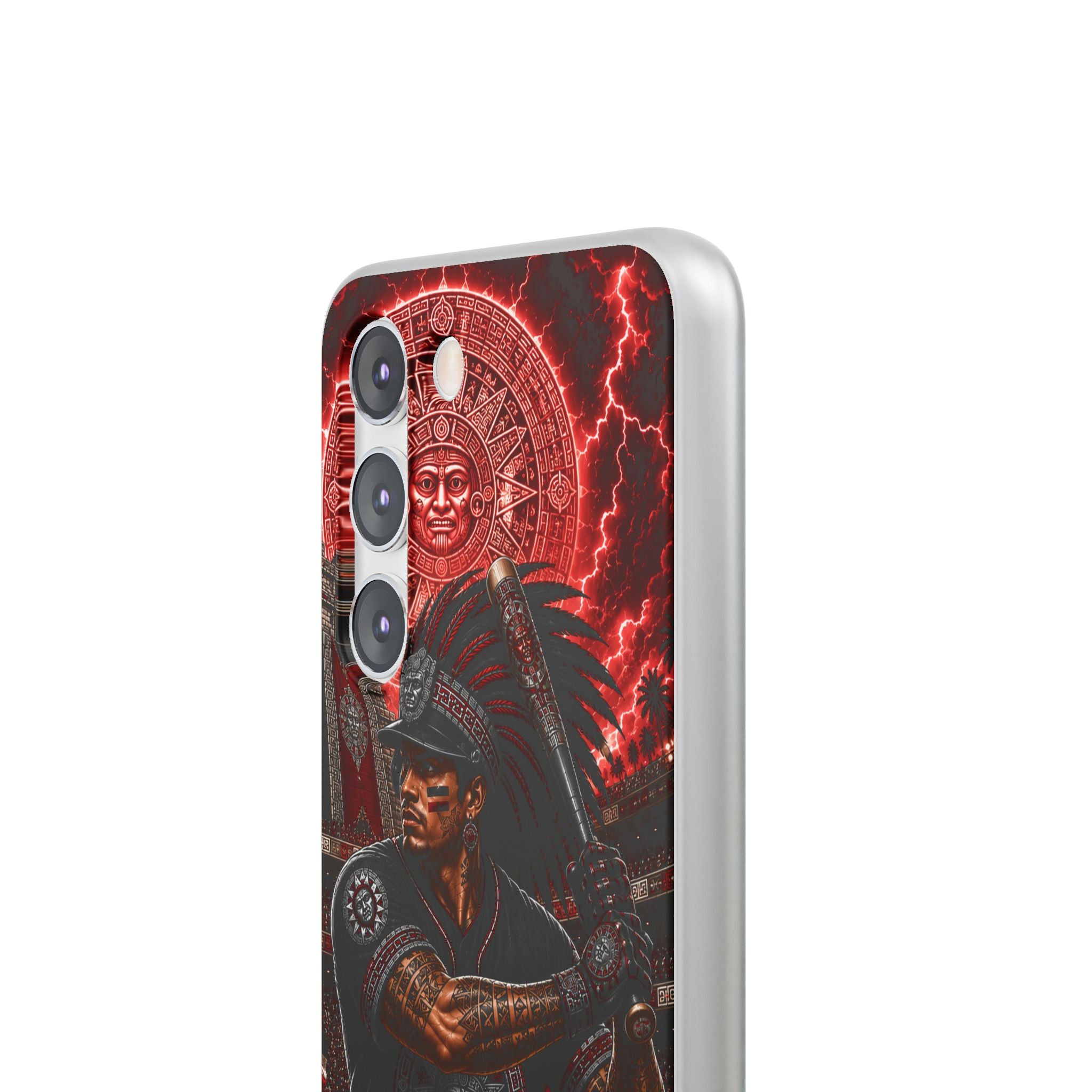 Aztec Baseball Warrior – Flexi Phone Case (iPhone & Samsung • Clear TPU • Made & Shipped in the USA • 🚚 FREE USA Shipping • Personalized Option)