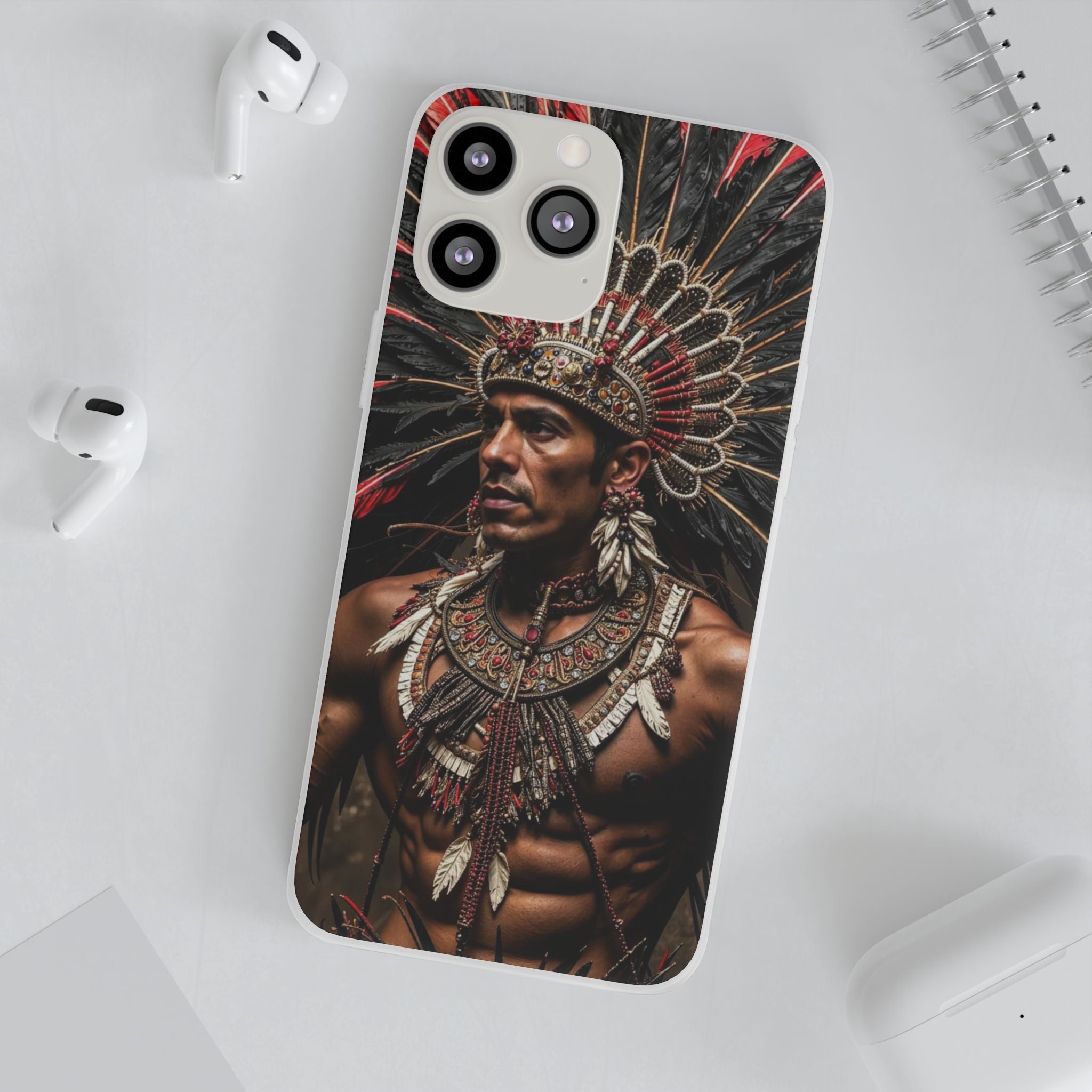Aztec Sun Guardian – Flexi Phone Case (iPhone & Samsung • Clear TPU • Made in USA • Personalized Option)