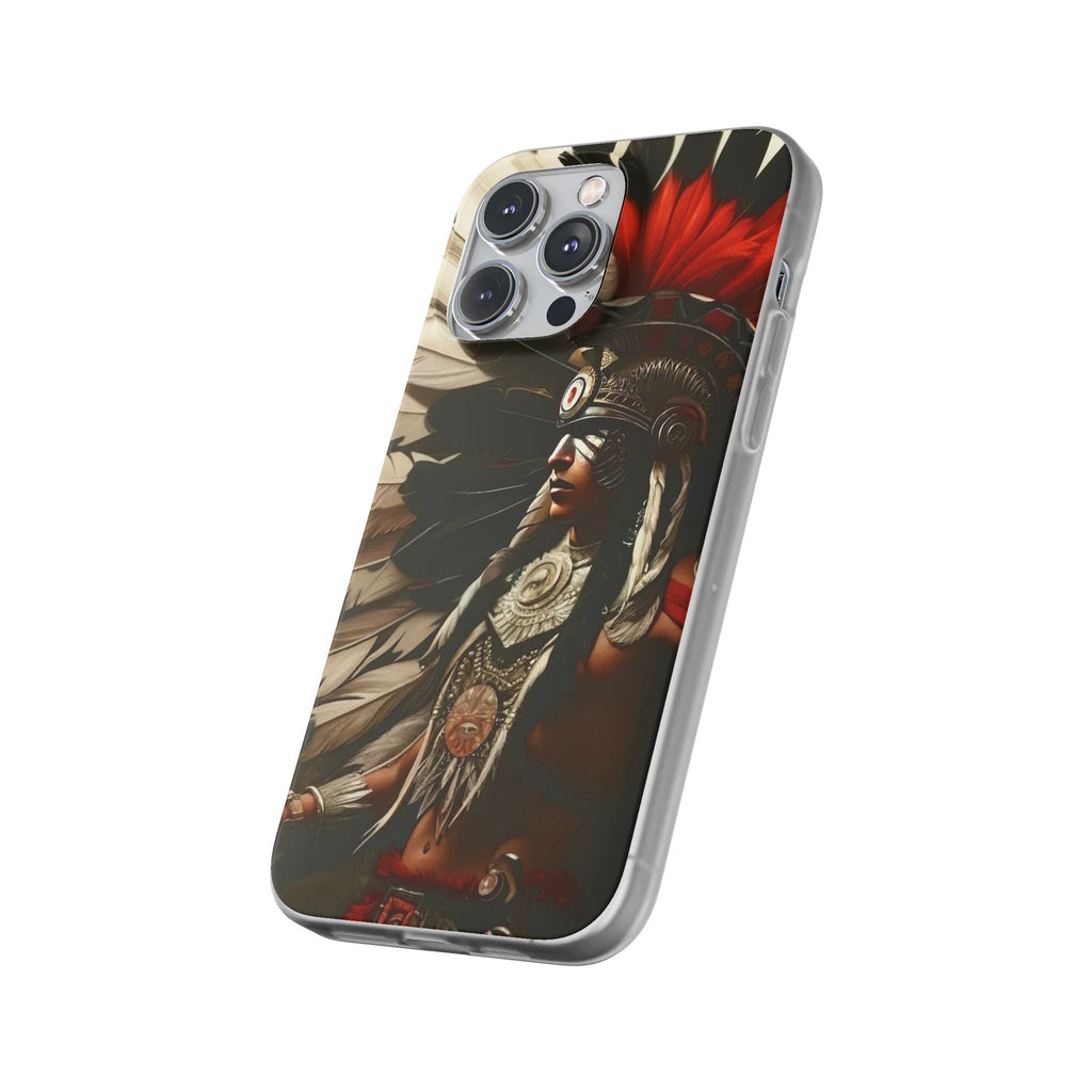 Aztec Fierce Warrior – Flexi Phone Case (iPhone & Samsung • Clear TPU • Made in USA • Personalized Option)