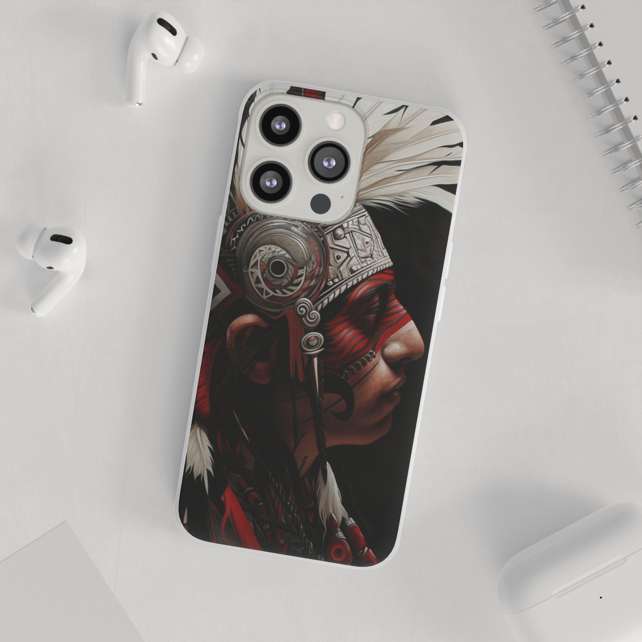 Aztec Warrior King – Flexi Phone Case (iPhone & Samsung • Clear TPU • Made in USA • Personalized Option)