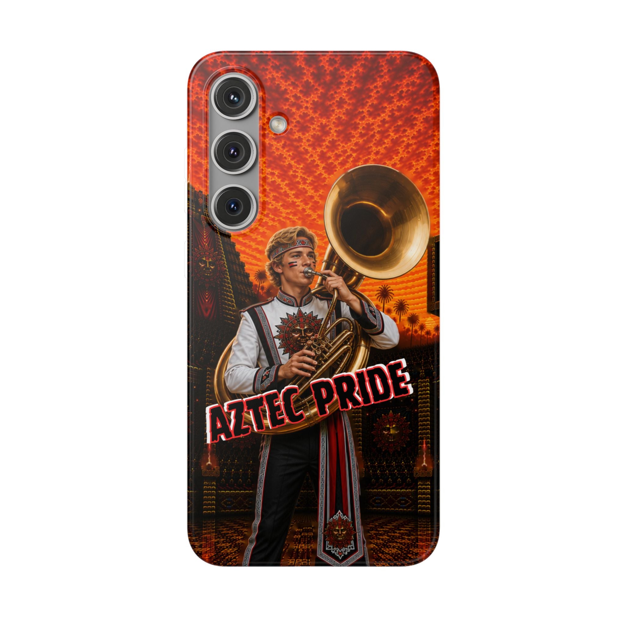 Aztec Band Warrior – Flexi Phone Case (iPhone & Samsung • Clear TPU • Made & Shipped in the USA • 🚚 FREE USA Shipping • Personalized Option)