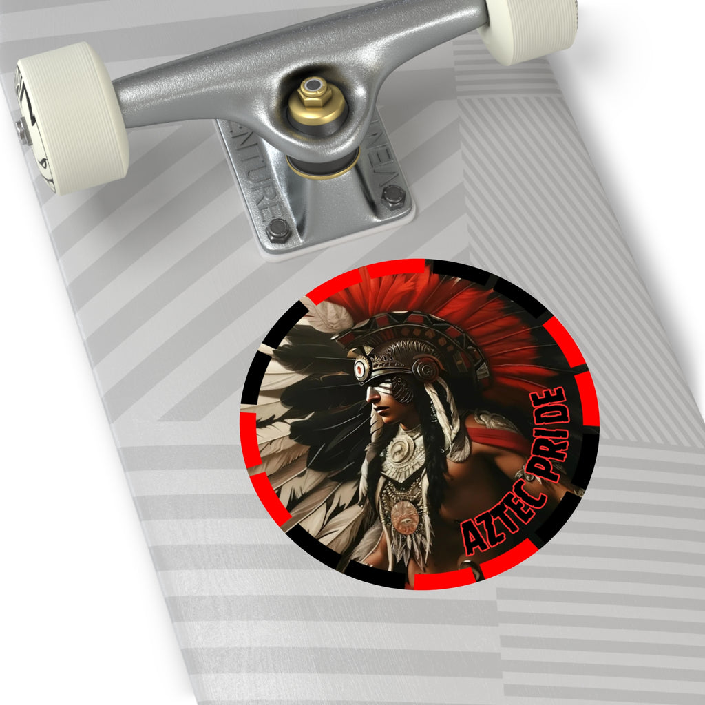 Aztec Fierce Warrior Round Vinyl Sticker – Waterproof Matte Decal (2”–6”)