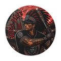 Aztec Baseball Warrior Round Vinyl Sticker – Waterproof Matte Decal (2”–6”) | Aztec-Inspired AI Art | GringoArte