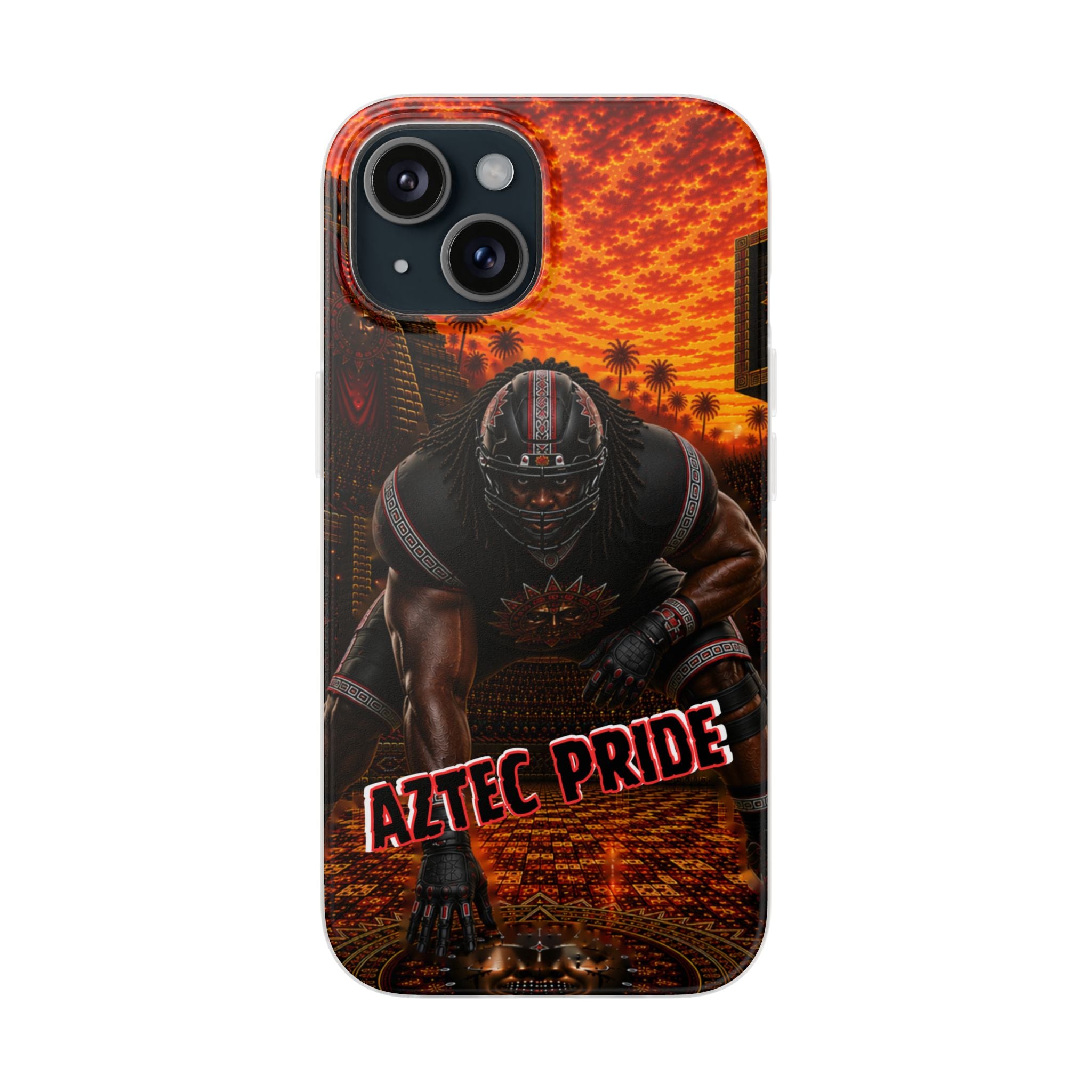 Aztec Football Warrior – Flexi Phone Case (iPhone & Samsung • Clear TPU • Made & Shipped in the USA • 🚚 FREE USA Shipping • Personalized Option)