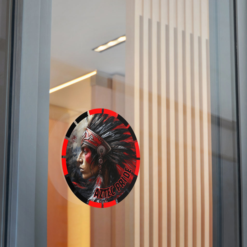 Aztec Silent Warrior Round Vinyl Sticker – Waterproof Matte Decal (2”–6”)